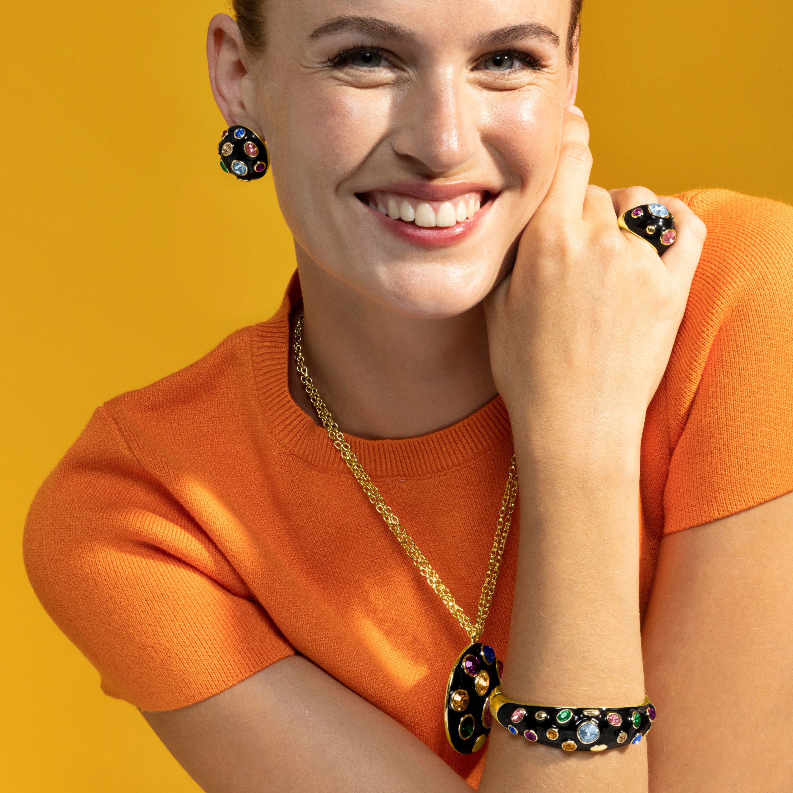 Bracelet with Black Lacquer 18k gold finish - Yever
