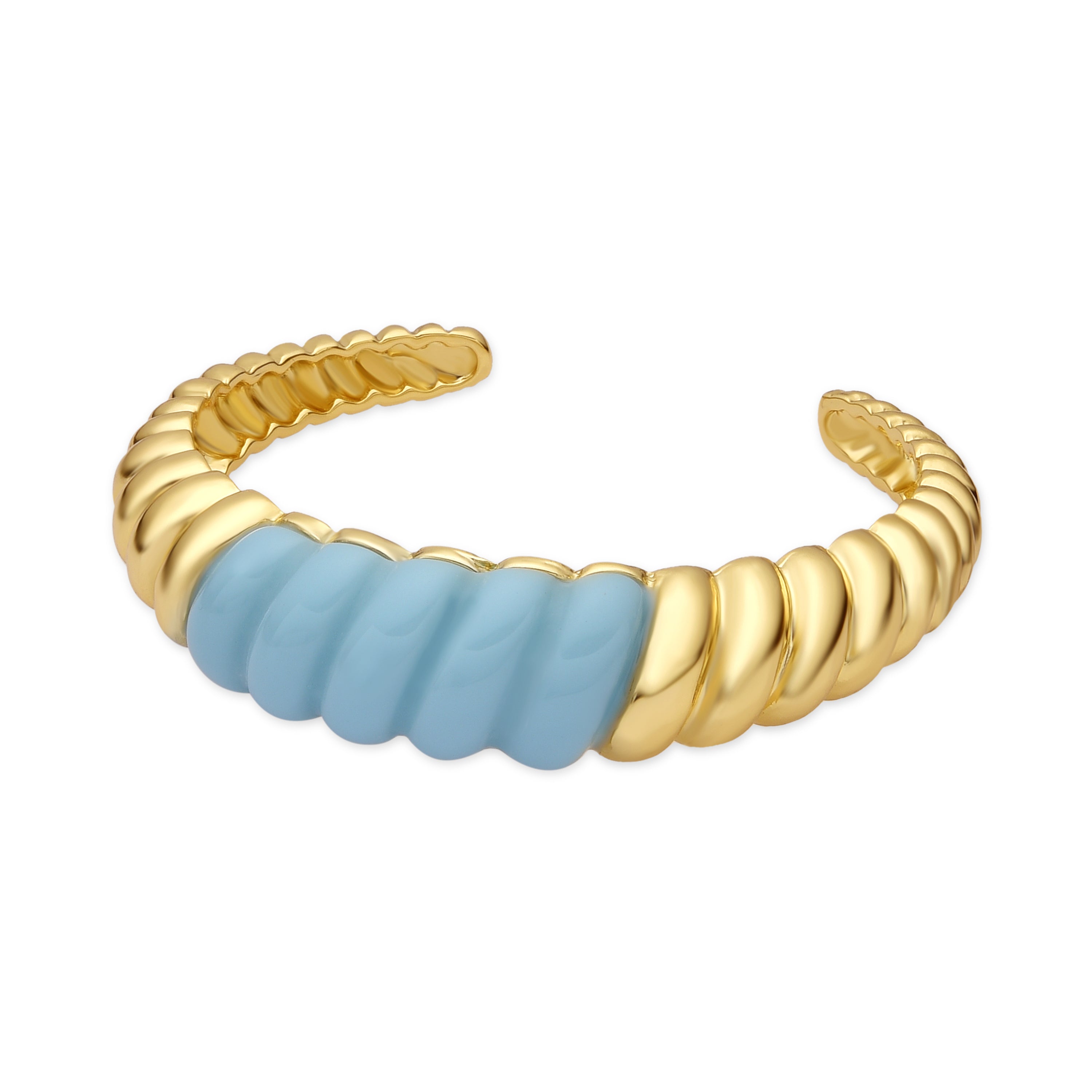 Bracelet finition or jaune 18k et résine bleue - Rawil