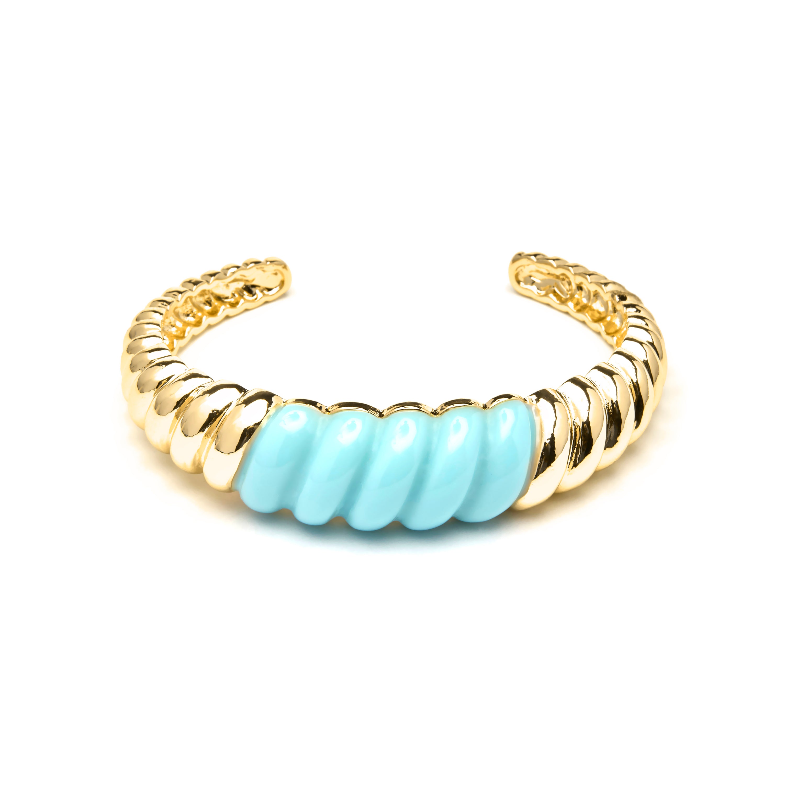 Bracelet finition or jaune 18k et résine bleue - Rawil