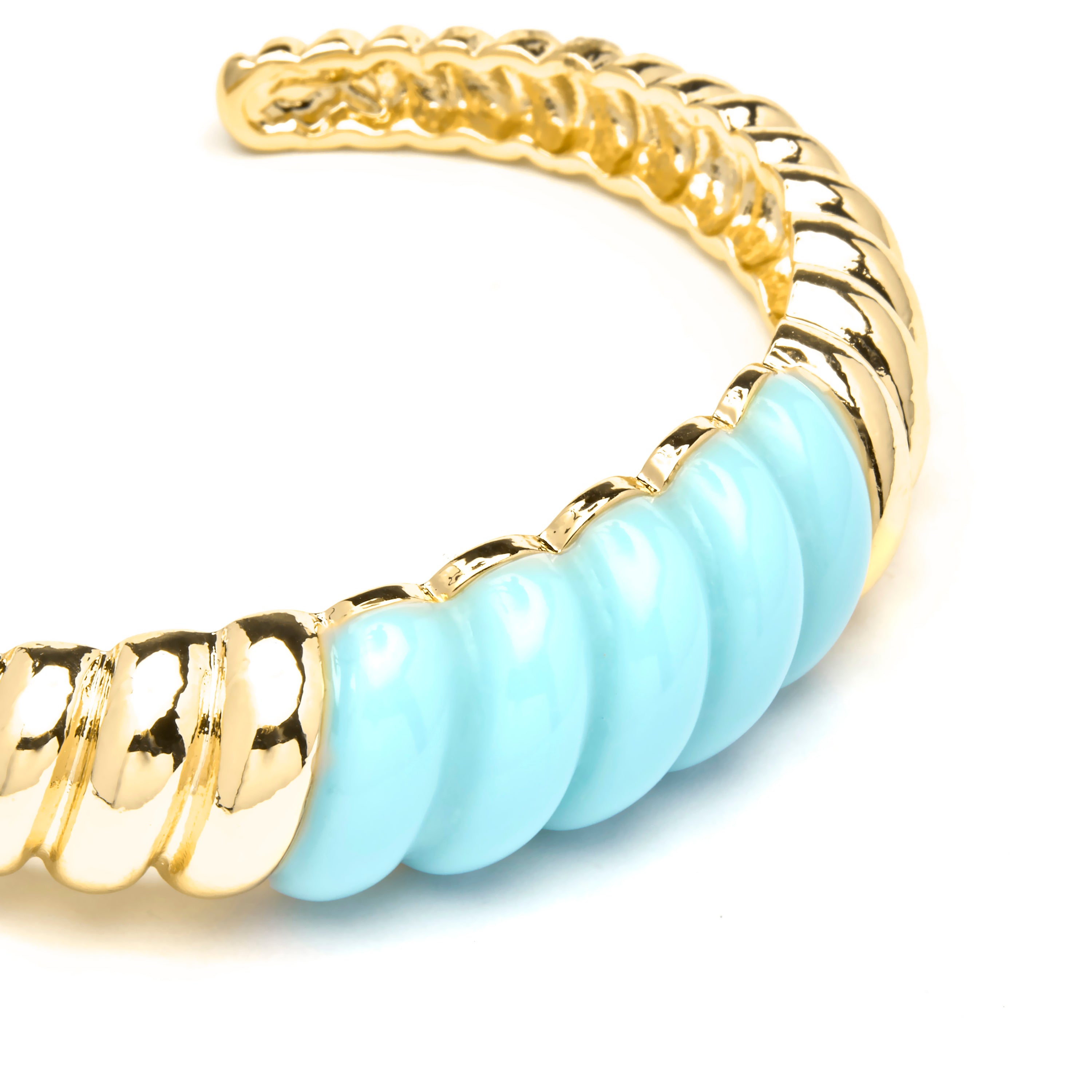 Bracelet finition or jaune 18k et résine bleue - Rawil