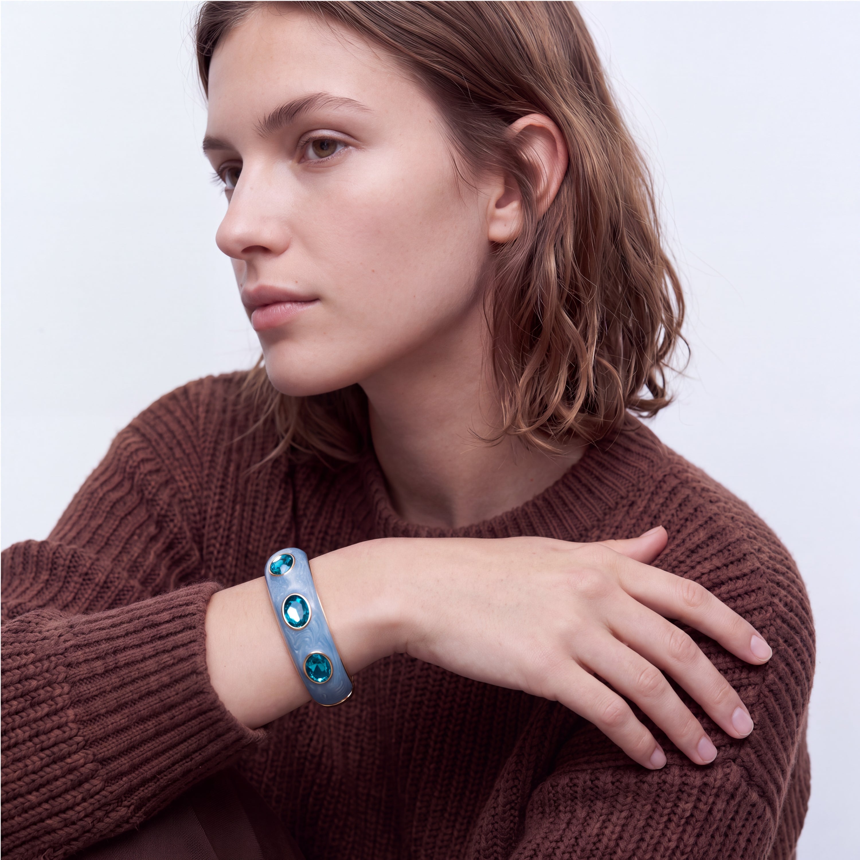 Bracelet en cristal bleu plaqué or jaune 18 carats - Krimley