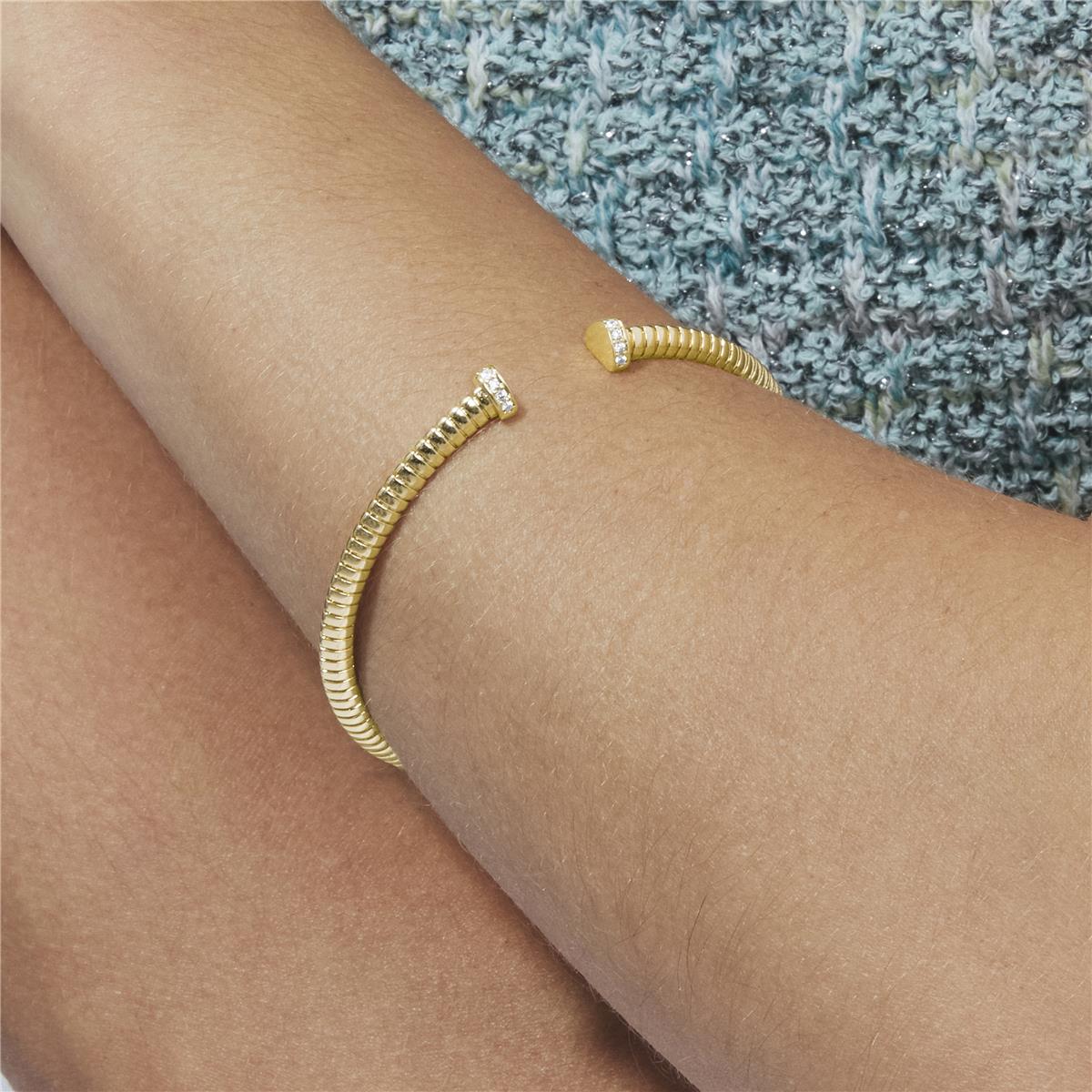 Armband mit funkelnden Zirkoniasteinen, 18 Karat Gelbgold-Finish – Aih