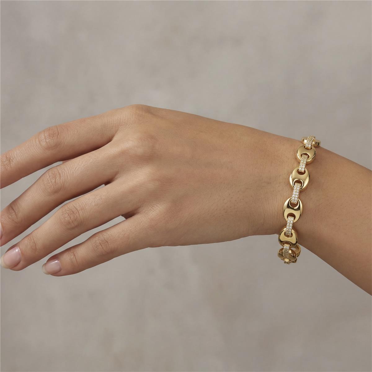 Pulsera de Aleación de Metal y Circonita Brillante acabado en oro amarillo de 18k - Hidgi