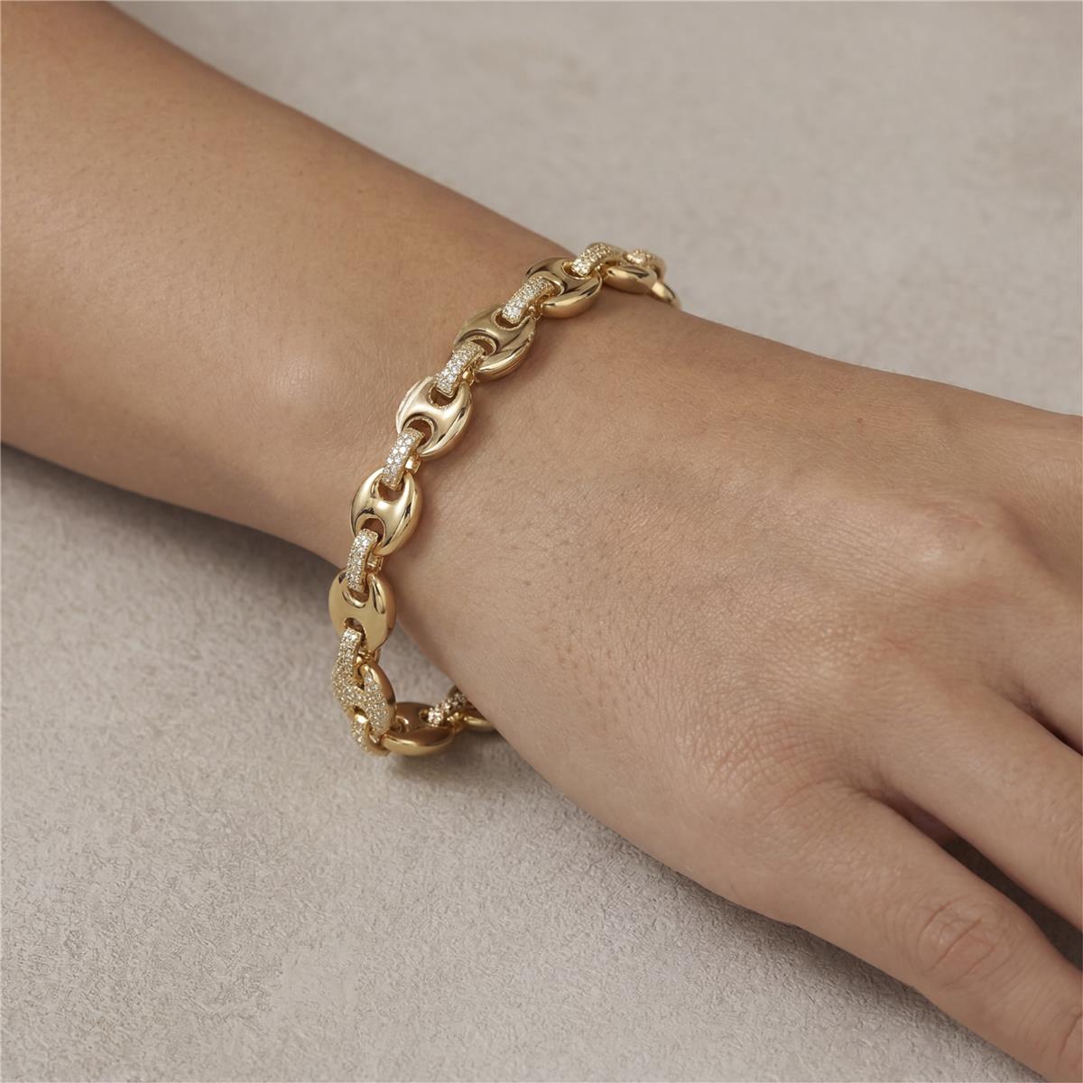 Pulsera de Aleación de Metal y Circonita Brillante acabado en oro amarillo de 18k - Hidgi