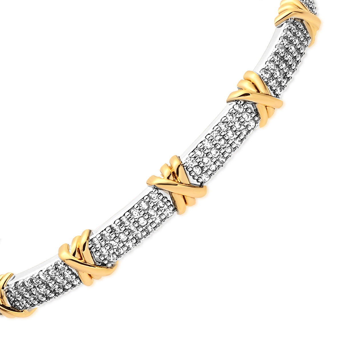 Bracelet en zircone scintillante, finition rhodiée et or jaune 18 carats - Saurix