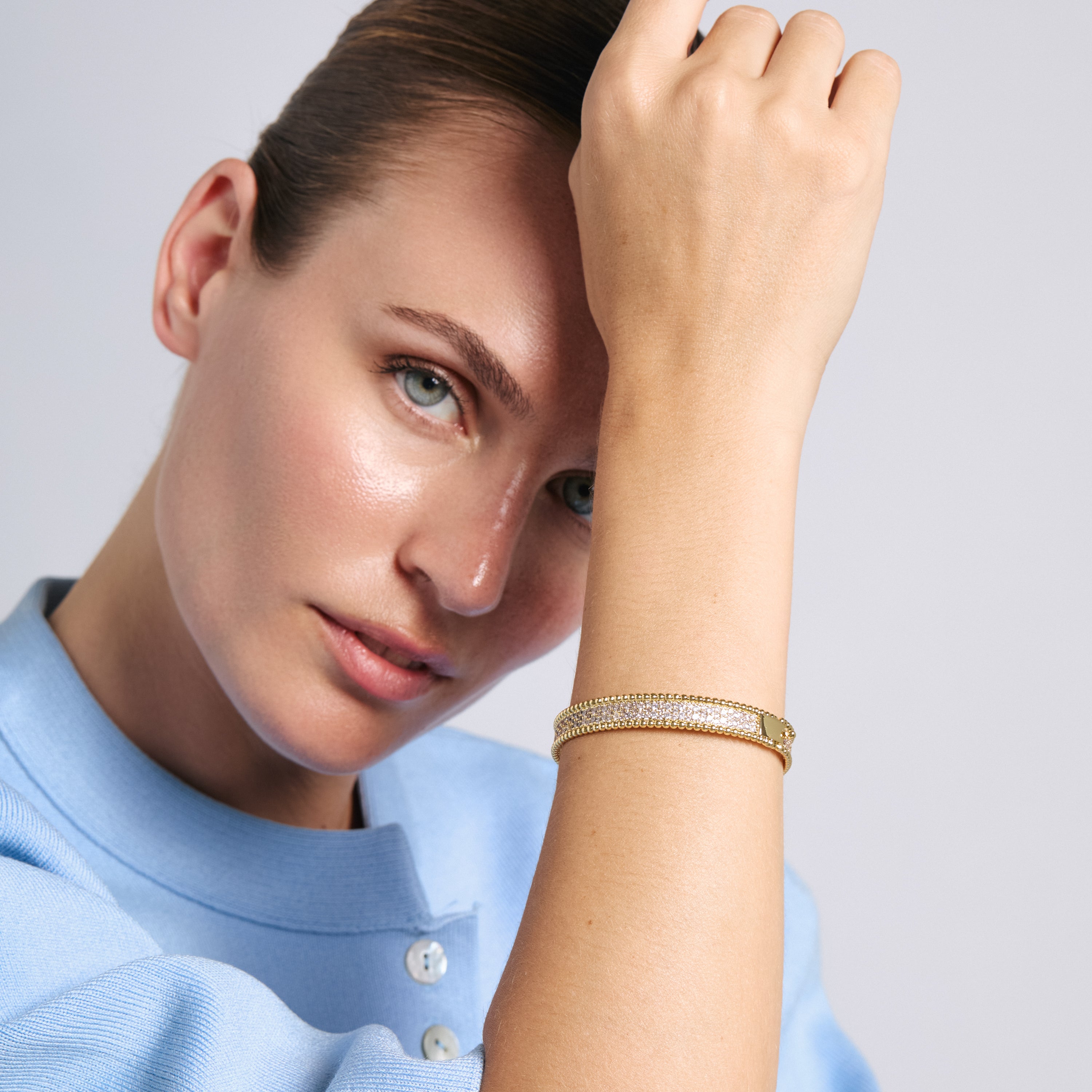 Pulsera de Circonita Brillante acabado en oro amarillo de 18k - Hissalde
