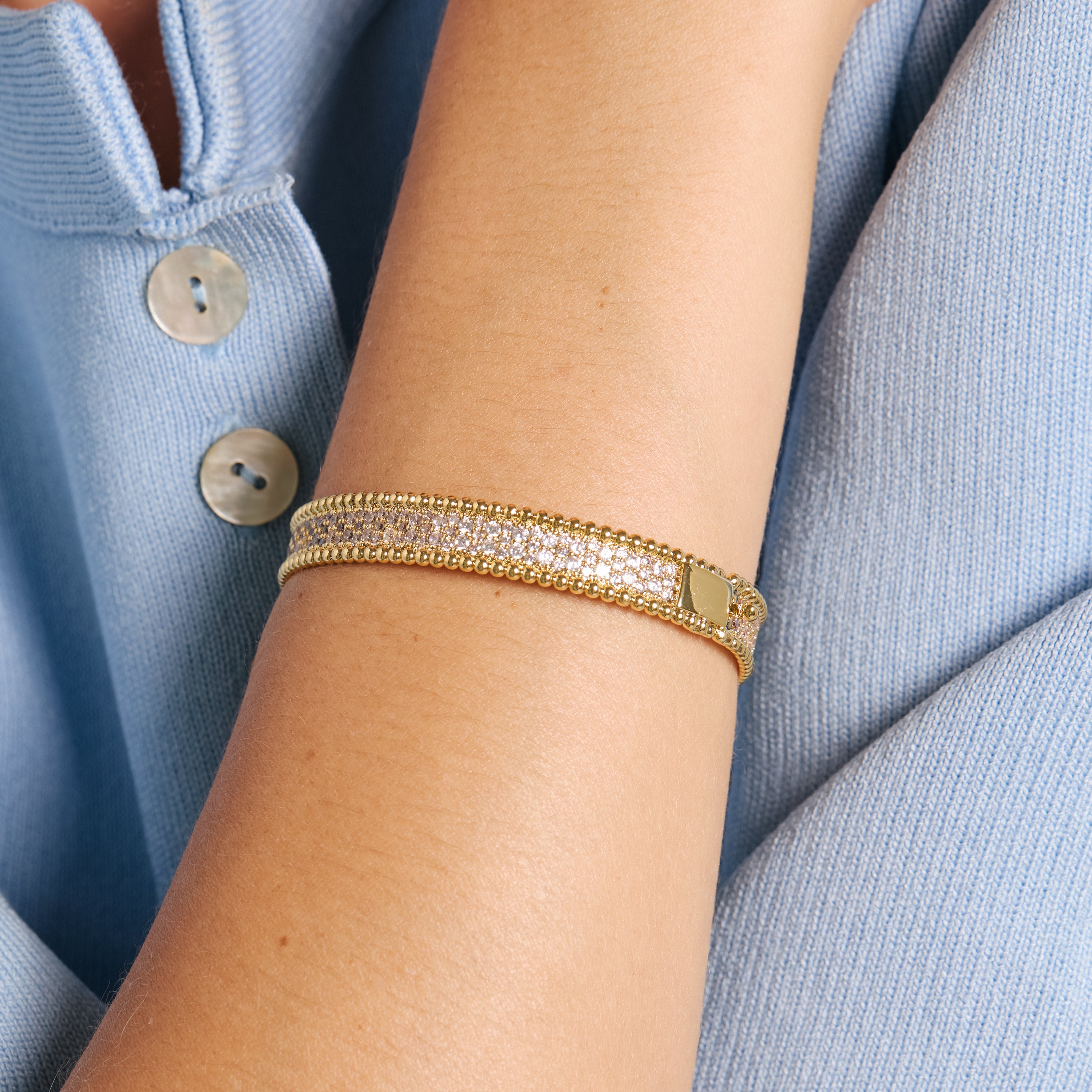 Pulsera de Circonita Brillante acabado en oro amarillo de 18k - Hissalde