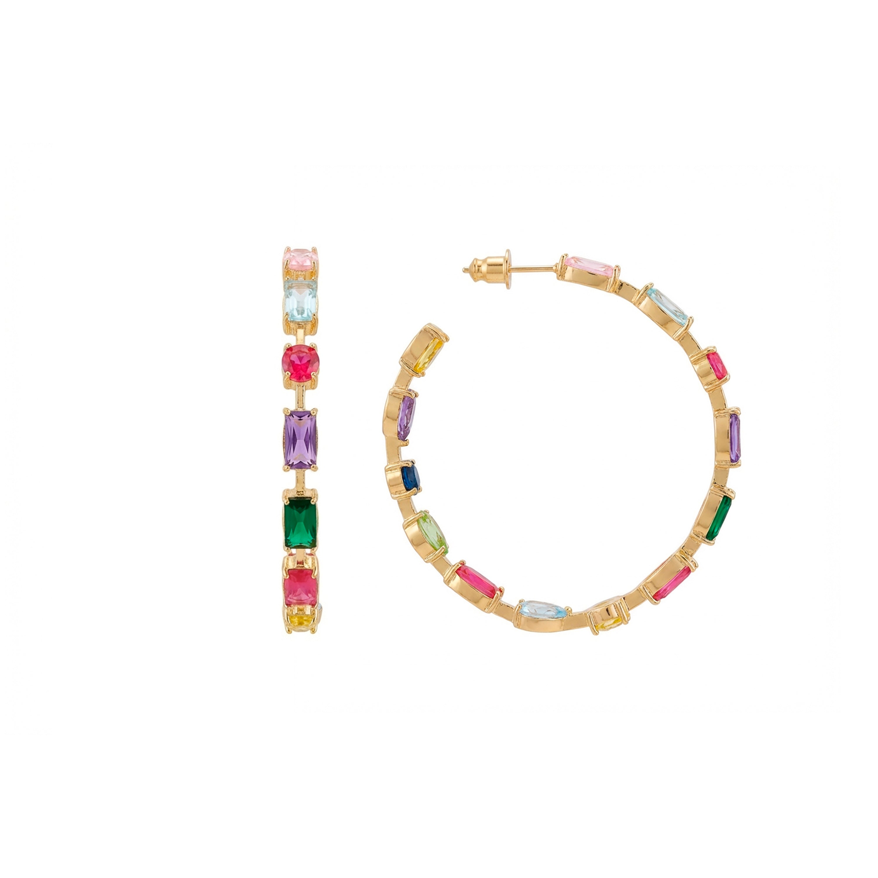 Pendientes de Circonita Multicolor acabado en oro amarillo de 18k - Lynor