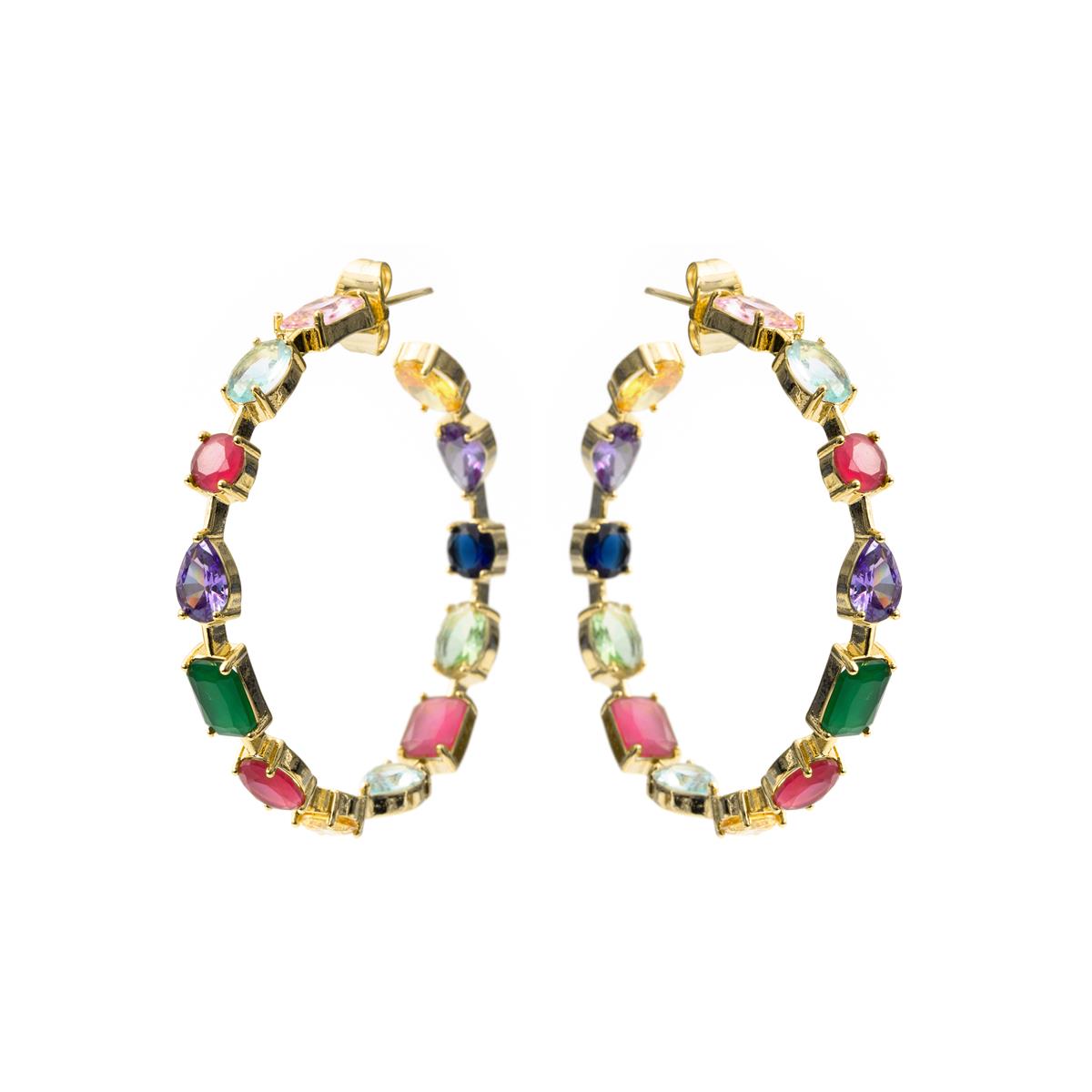 Pendientes de Circonita Multicolor acabado en oro amarillo de 18k - Lynor