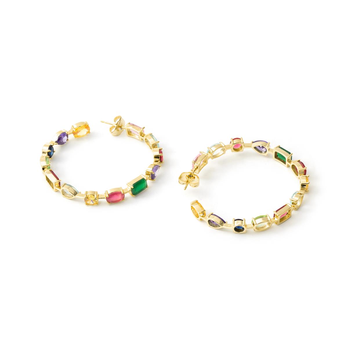 Pendientes de Circonita Multicolor acabado en oro amarillo de 18k - Lynor