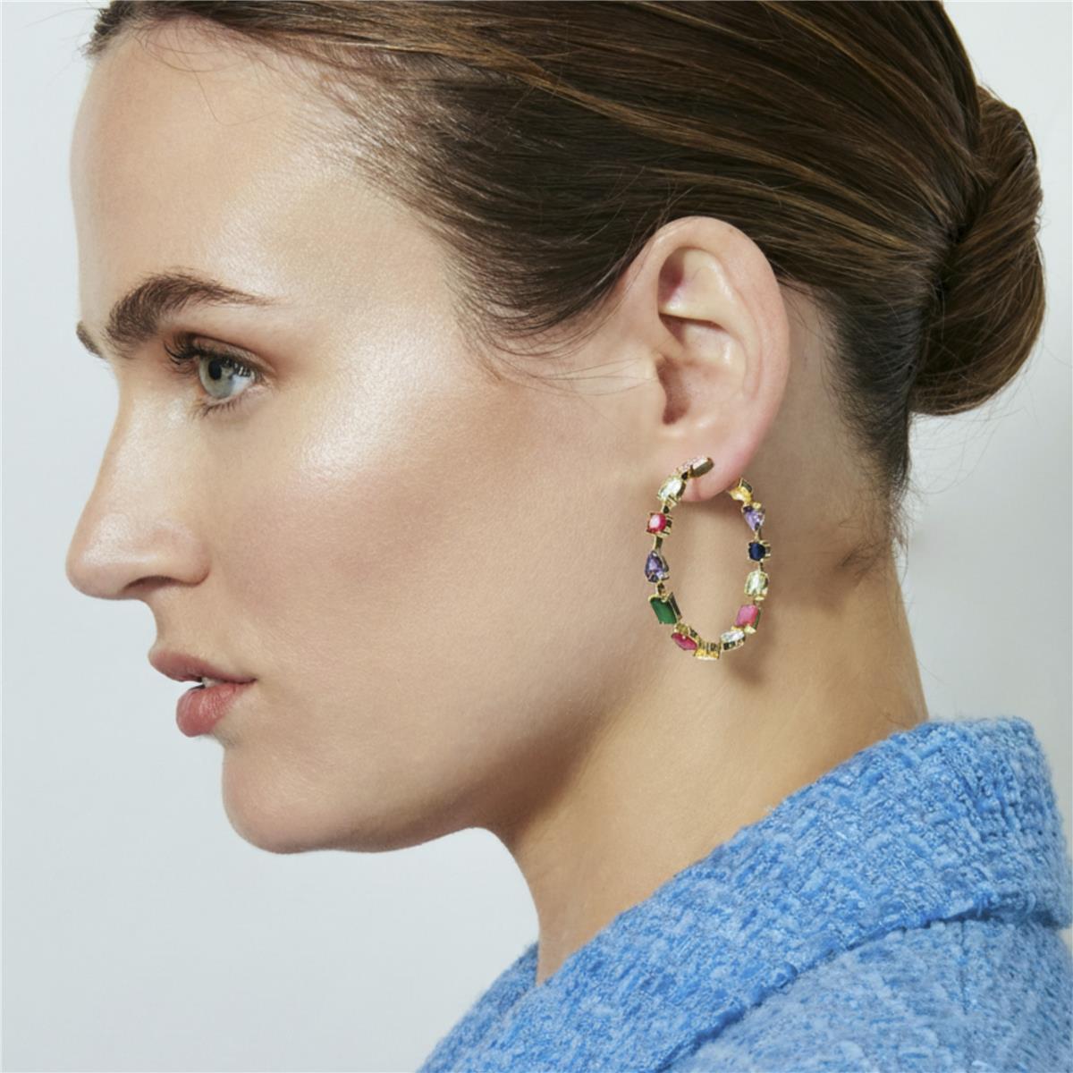 Pendientes de Circonita Multicolor acabado en oro amarillo de 18k - Lynor