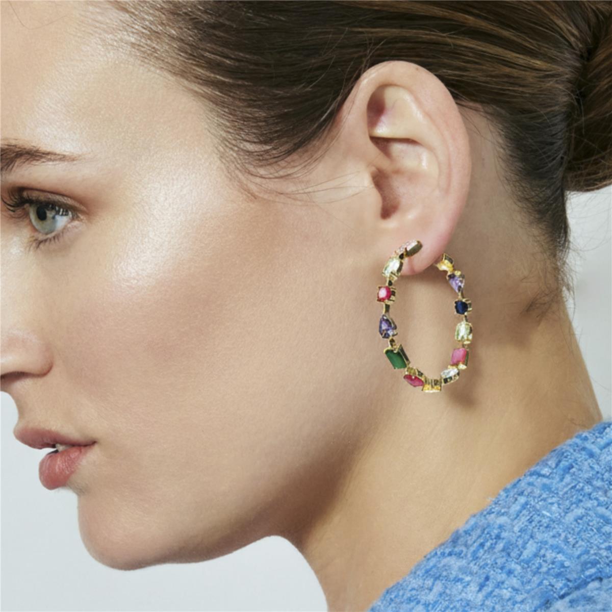 Pendientes de Circonita Multicolor acabado en oro amarillo de 18k - Lynor