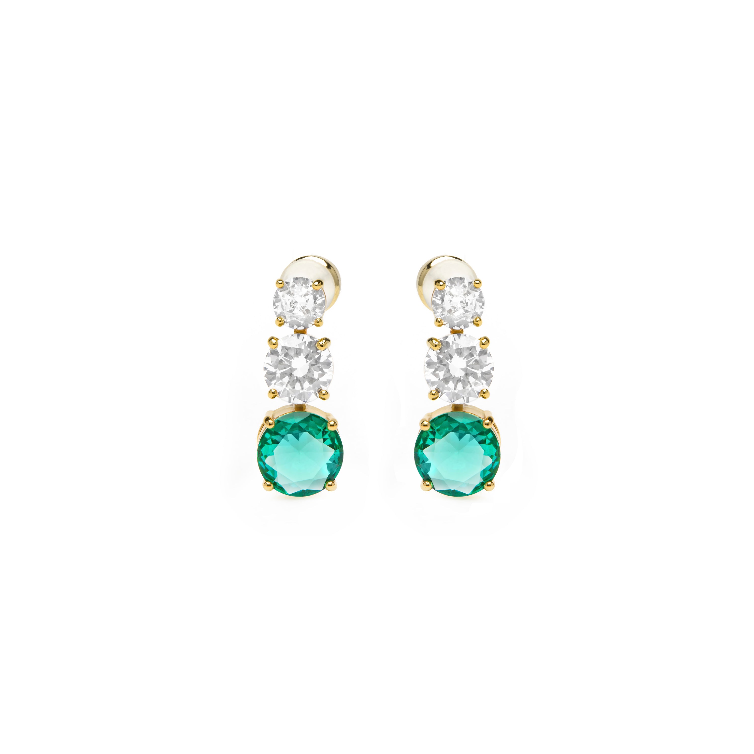 Ohrringe mit grünem Paraiba-Hydrothermalquarz, 18k Gelbgold-Finish - Amkru