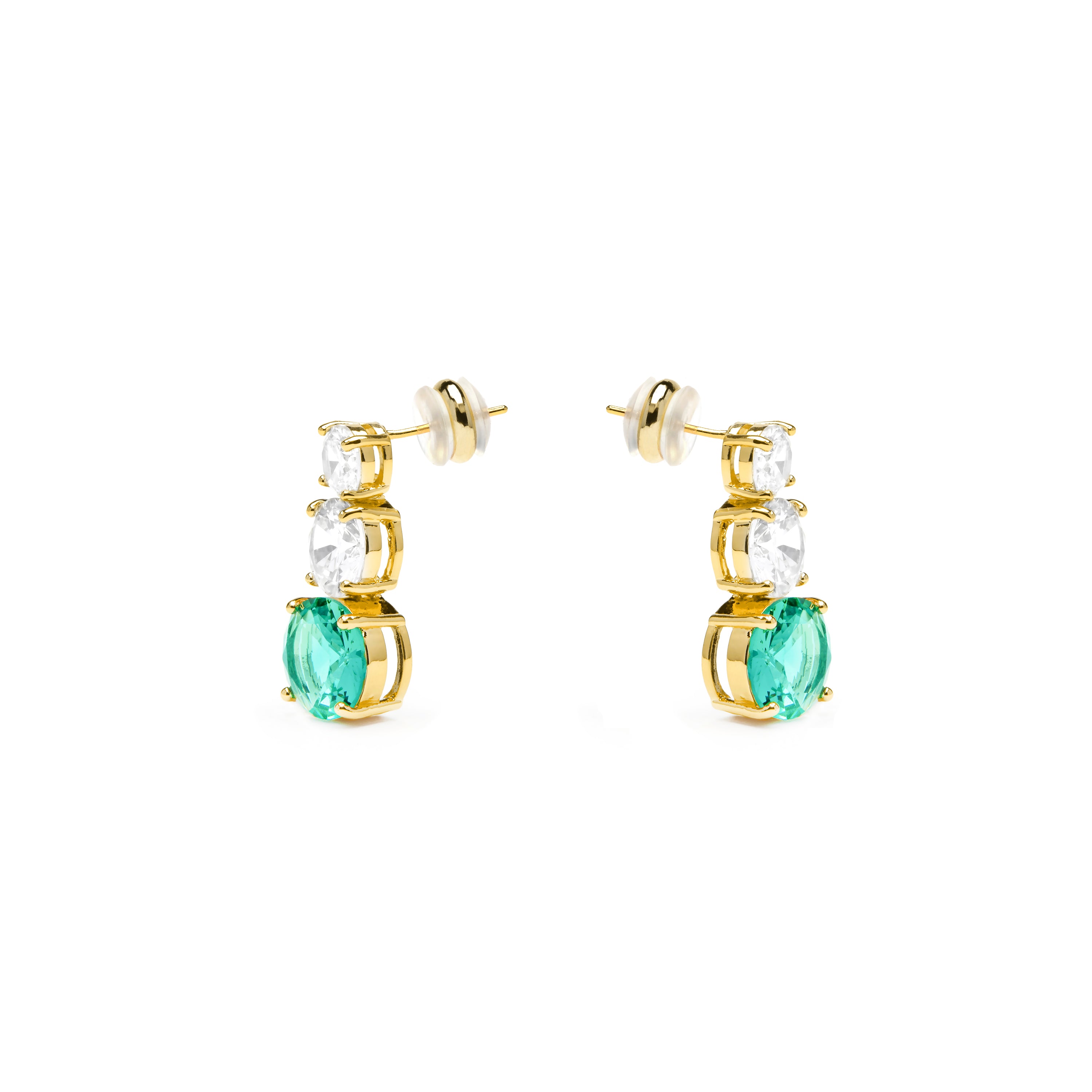 Ohrringe mit grünem Paraiba-Hydrothermalquarz, 18k Gelbgold-Finish - Amkru