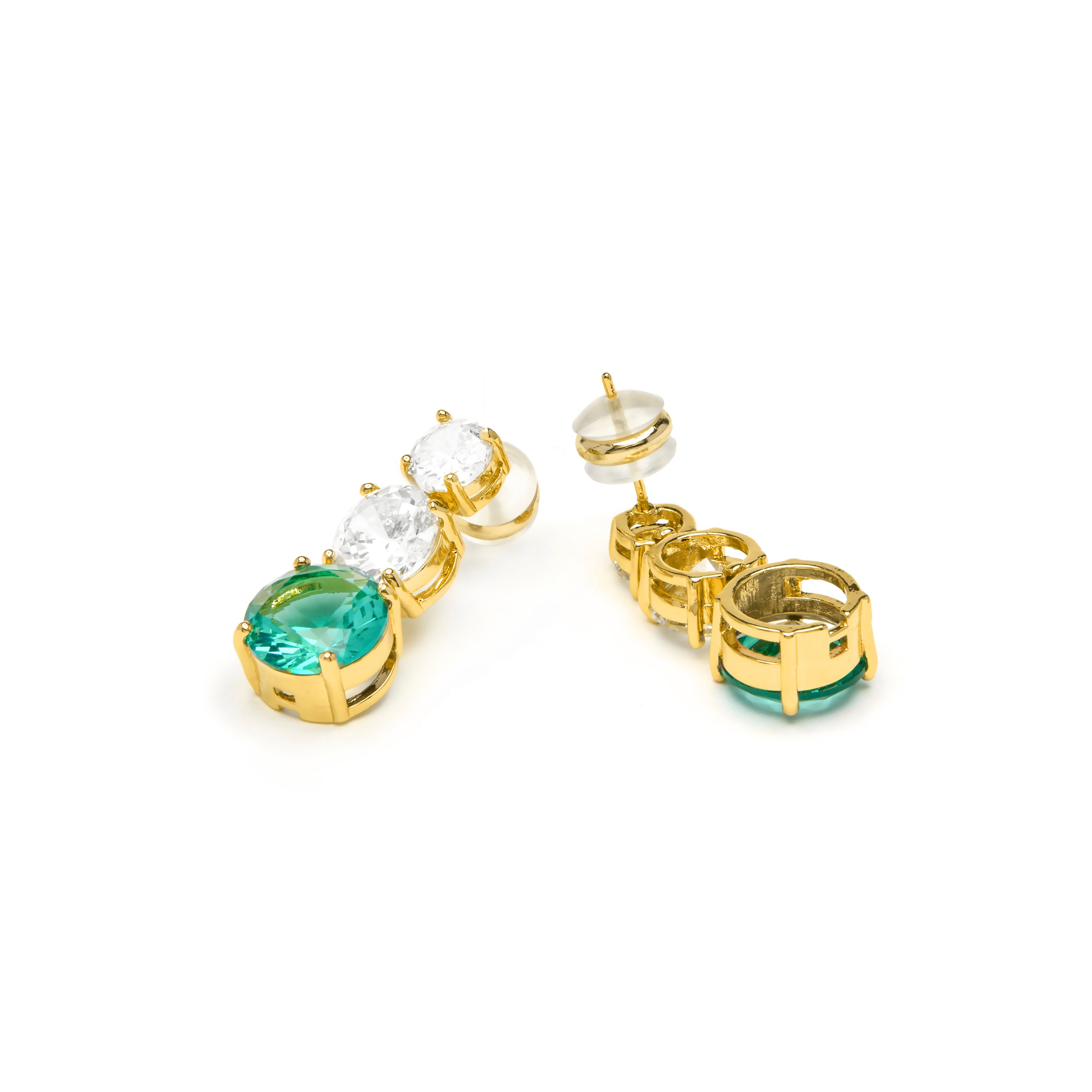 Ohrringe mit grünem Paraiba-Hydrothermalquarz, 18k Gelbgold-Finish - Amkru
