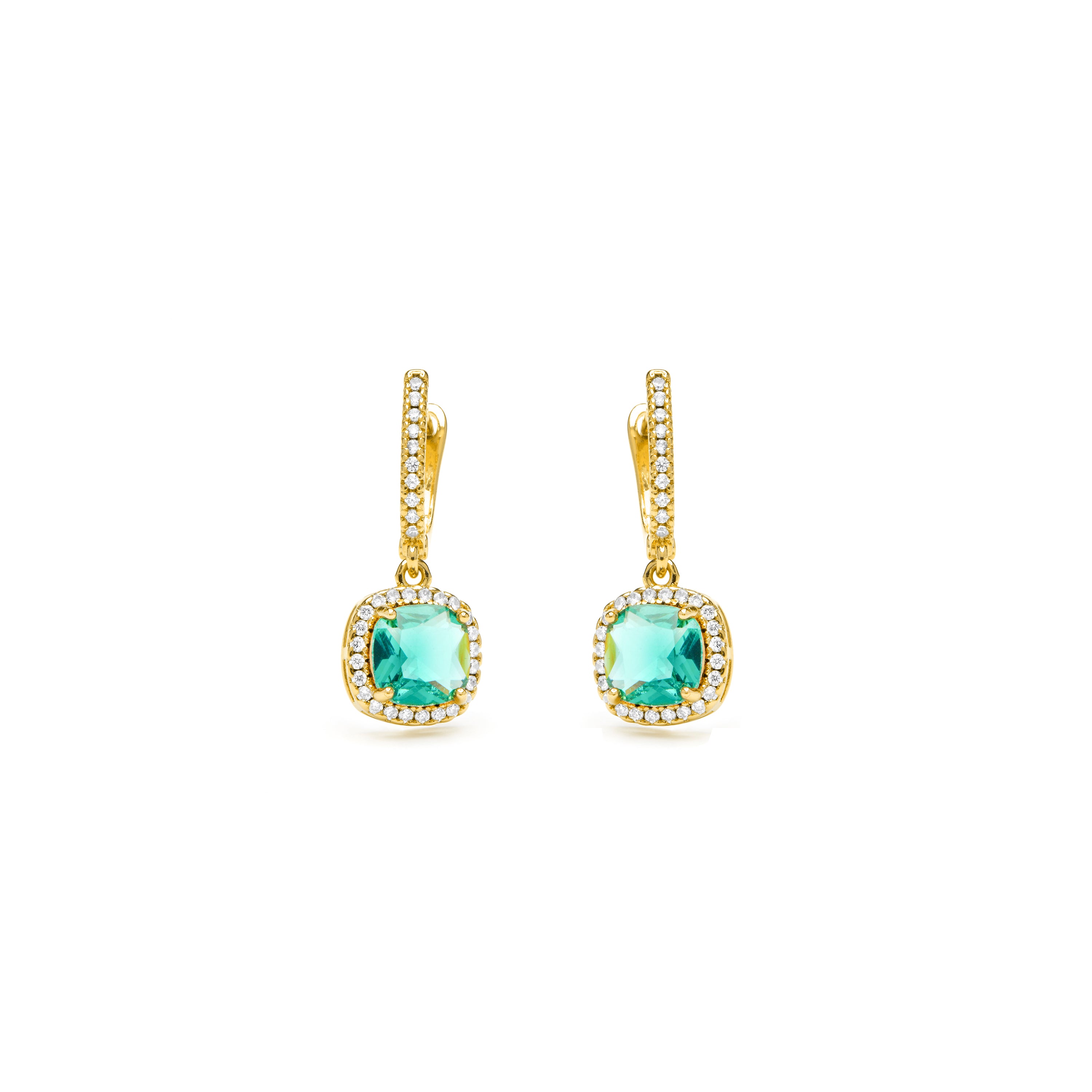 Ohrringe mit grünem Paraiba-Hydrothermalquarz, 18k Gelbgold-Finish – Kada