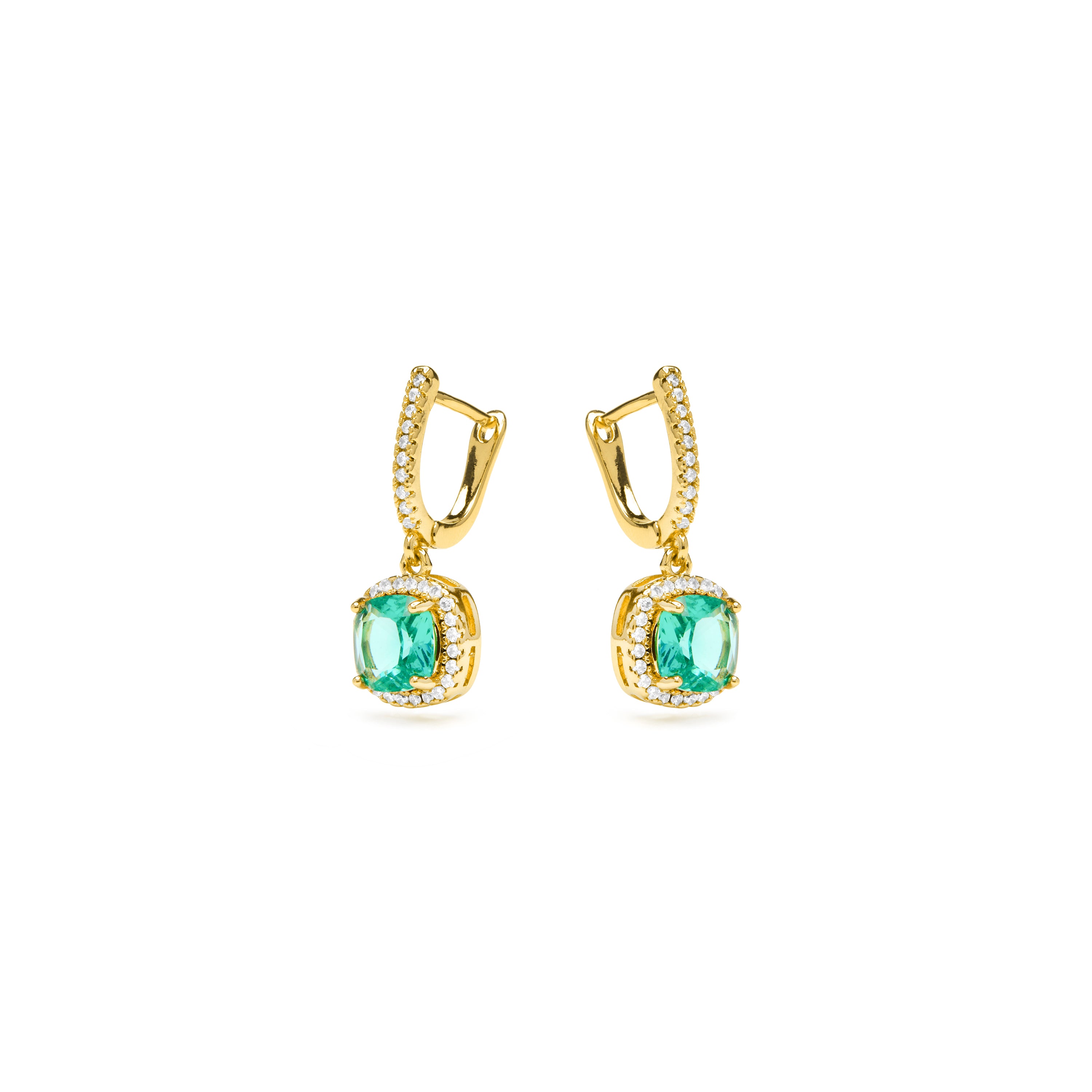 Ohrringe mit grünem Paraiba-Hydrothermalquarz, 18k Gelbgold-Finish – Kada