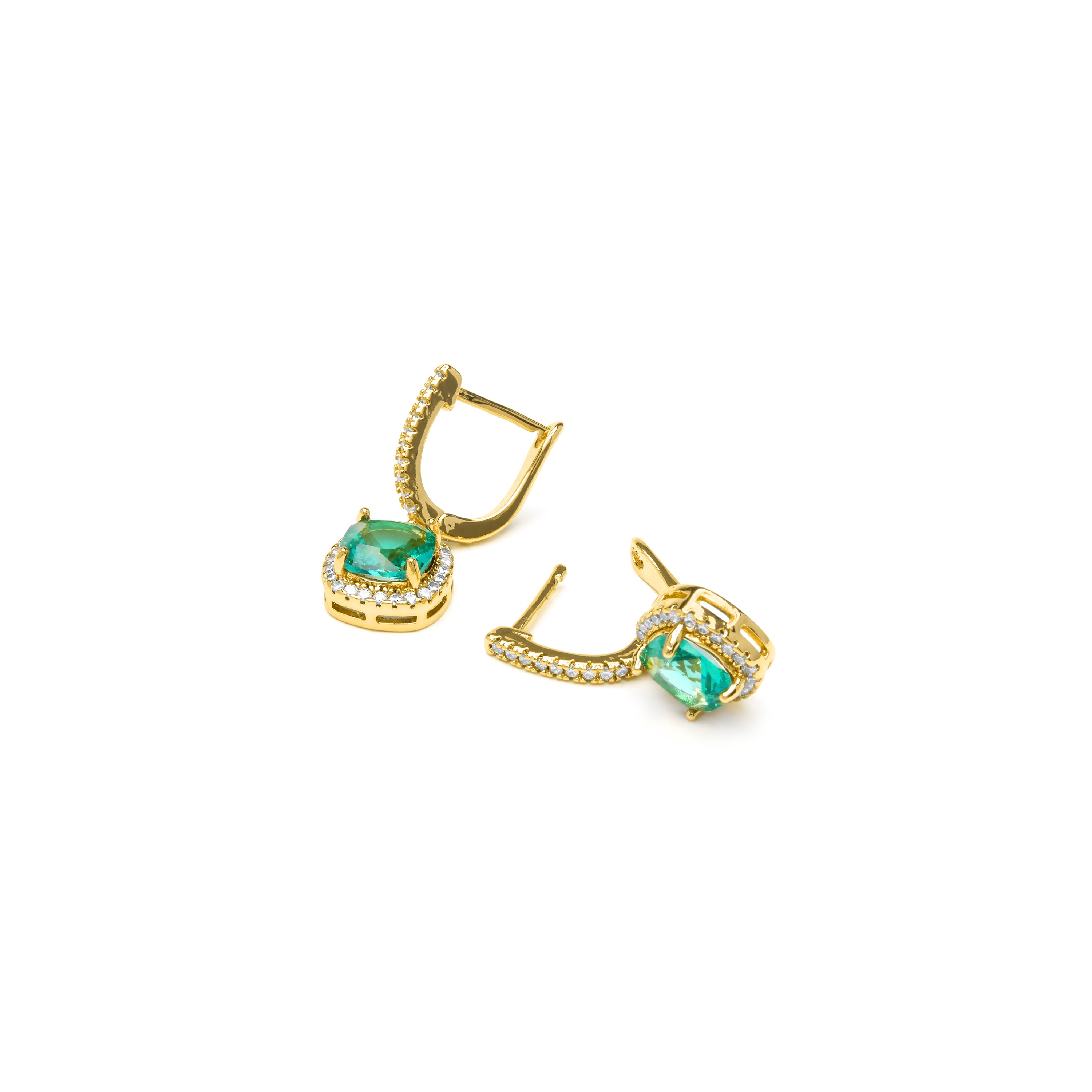 Ohrringe mit grünem Paraiba-Hydrothermalquarz, 18k Gelbgold-Finish – Kada