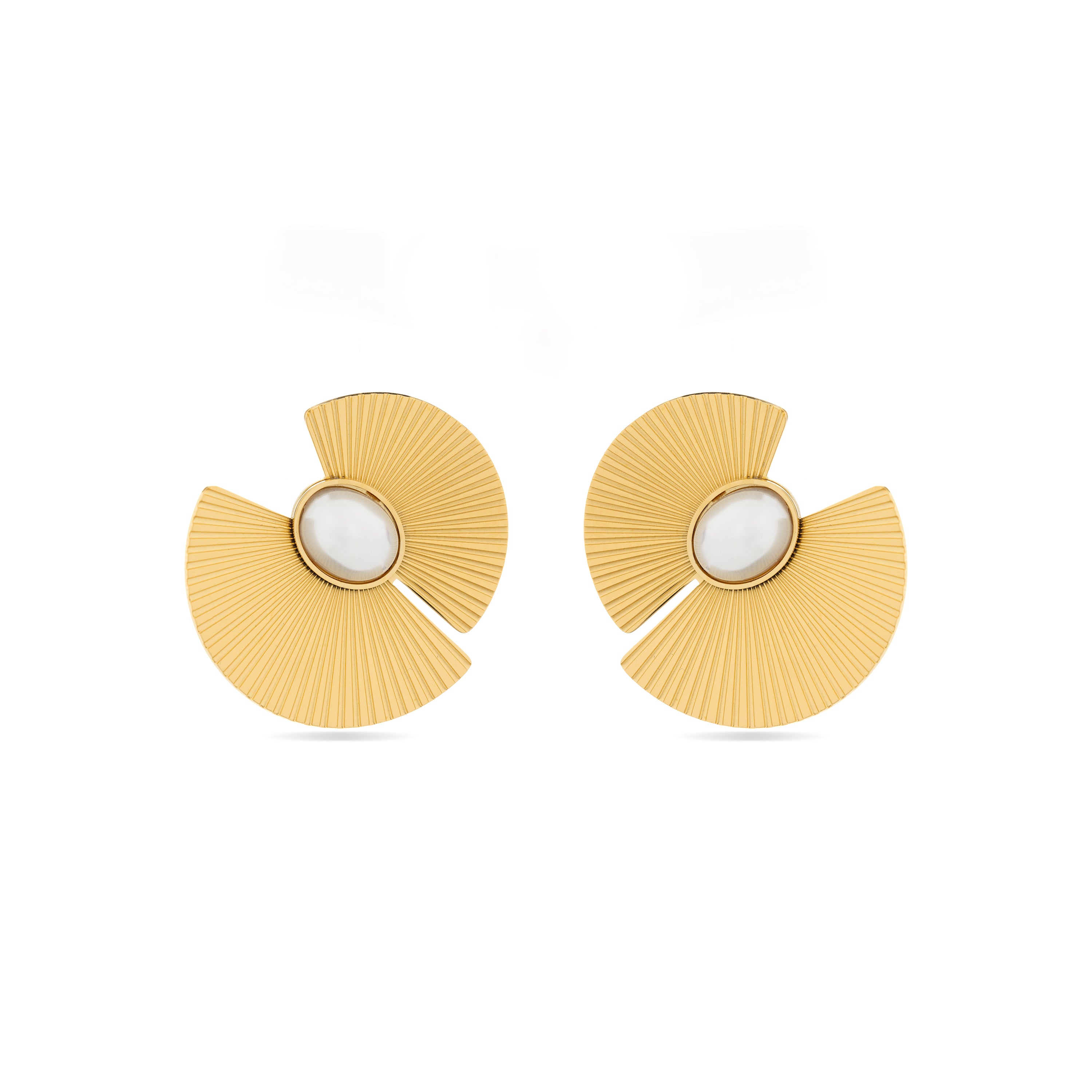 Ohrringe aus weißen Perlen mit 18K Gelbgold-Finish - Lessa