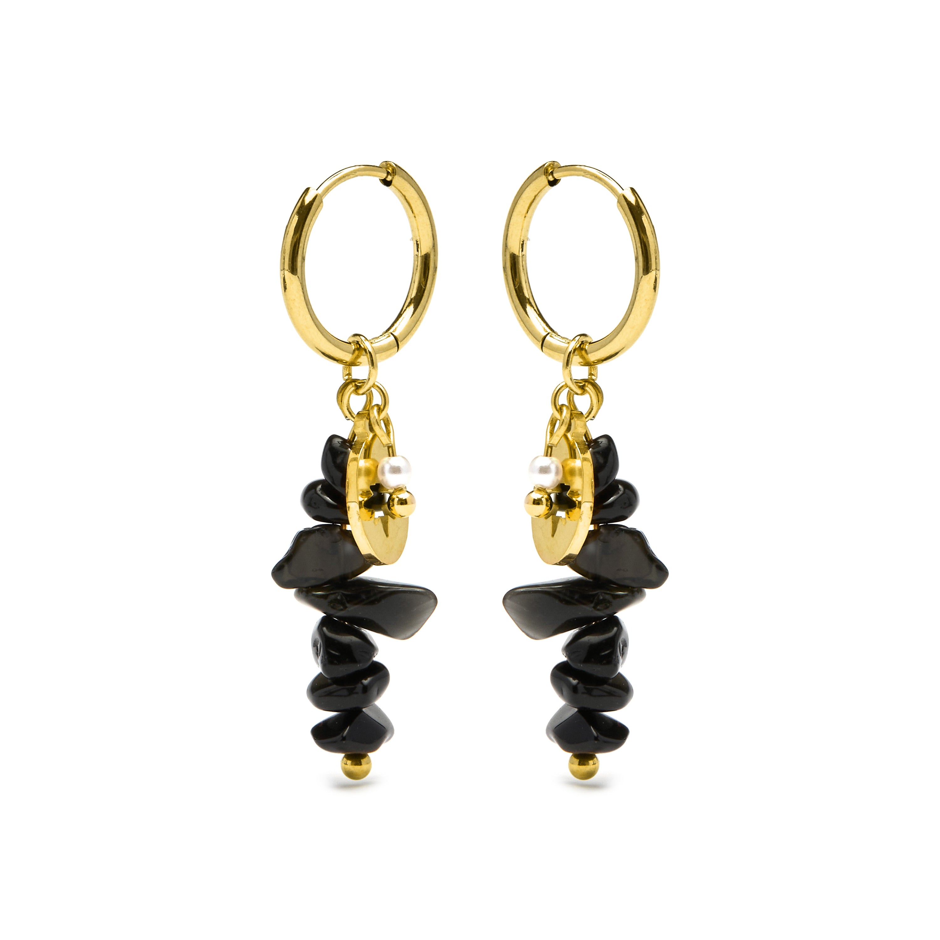 Orecchini in Onice finiti in oro giallo 18K - Miald