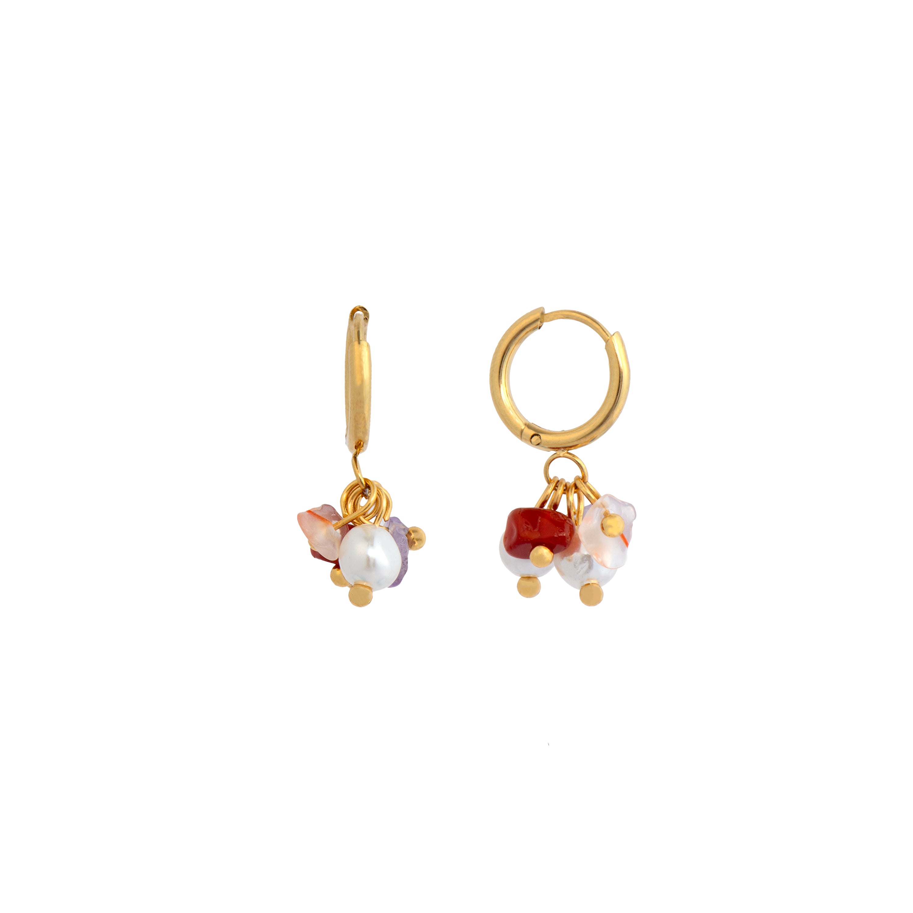 Ohrringe aus 18k Gelbgold und Koralle - Sasin