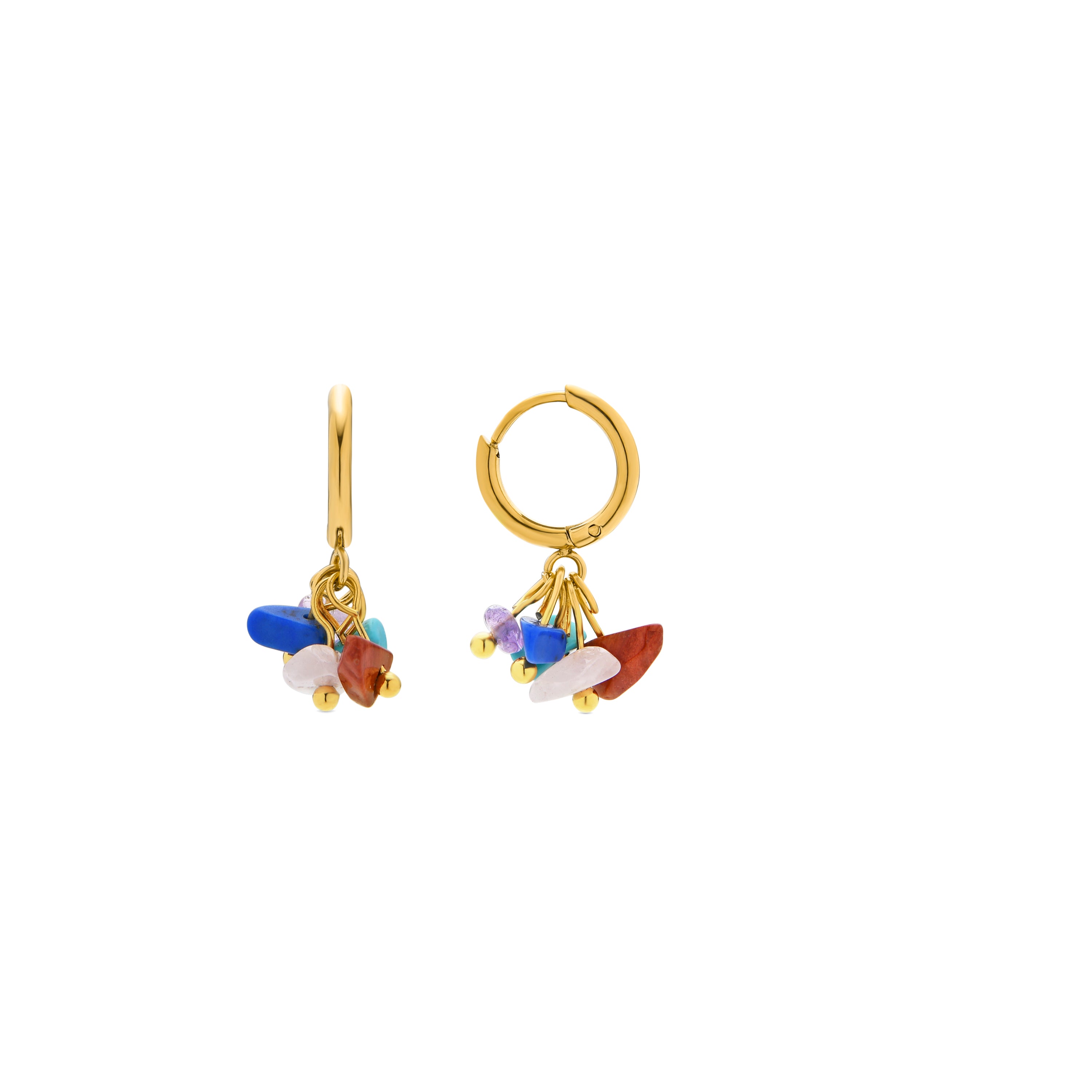 Boucles d'oreilles en cristal multicolore finition or jaune 18K - Sasin