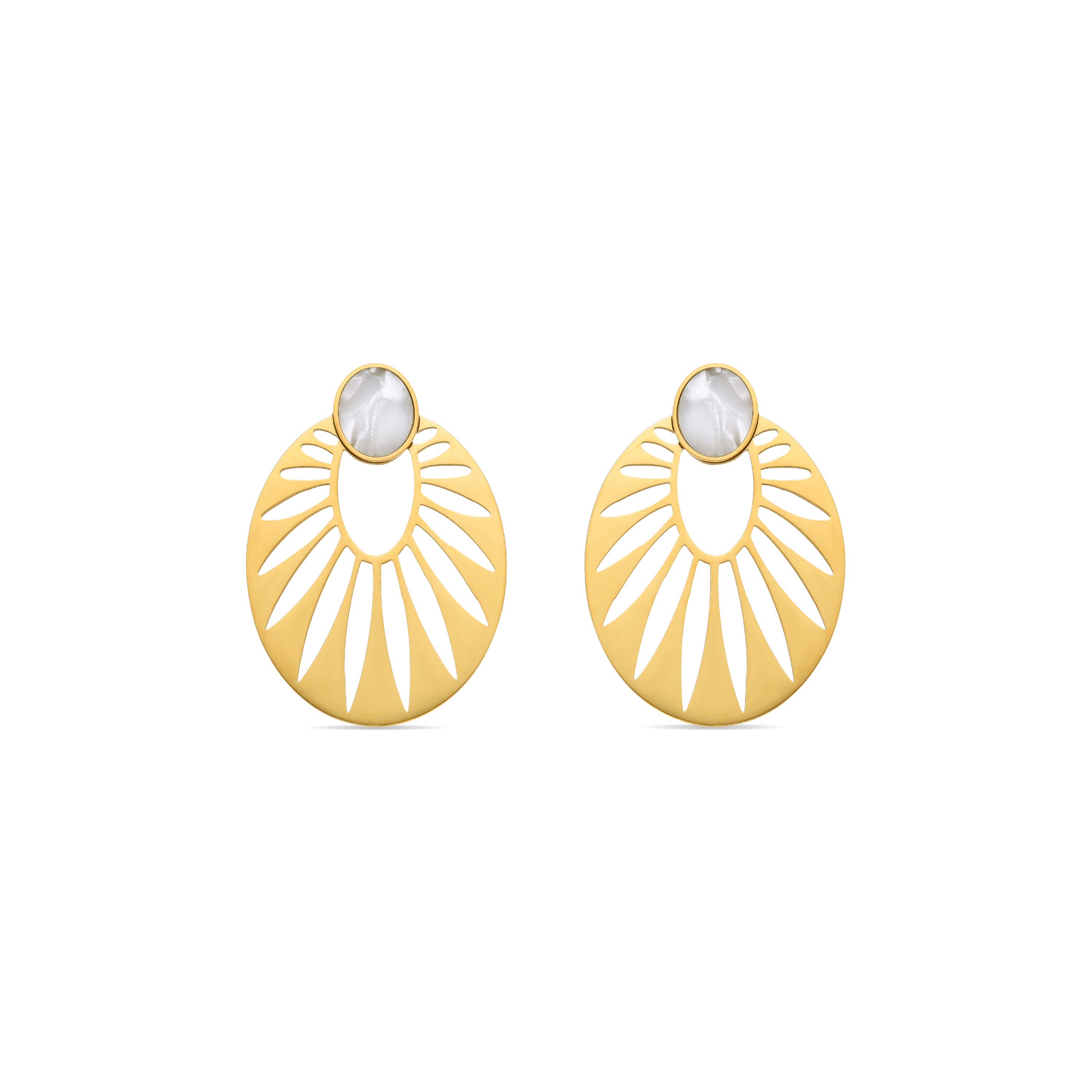 Orecchini in Madreperla Bianca finiti in oro giallo 18K - Elbi