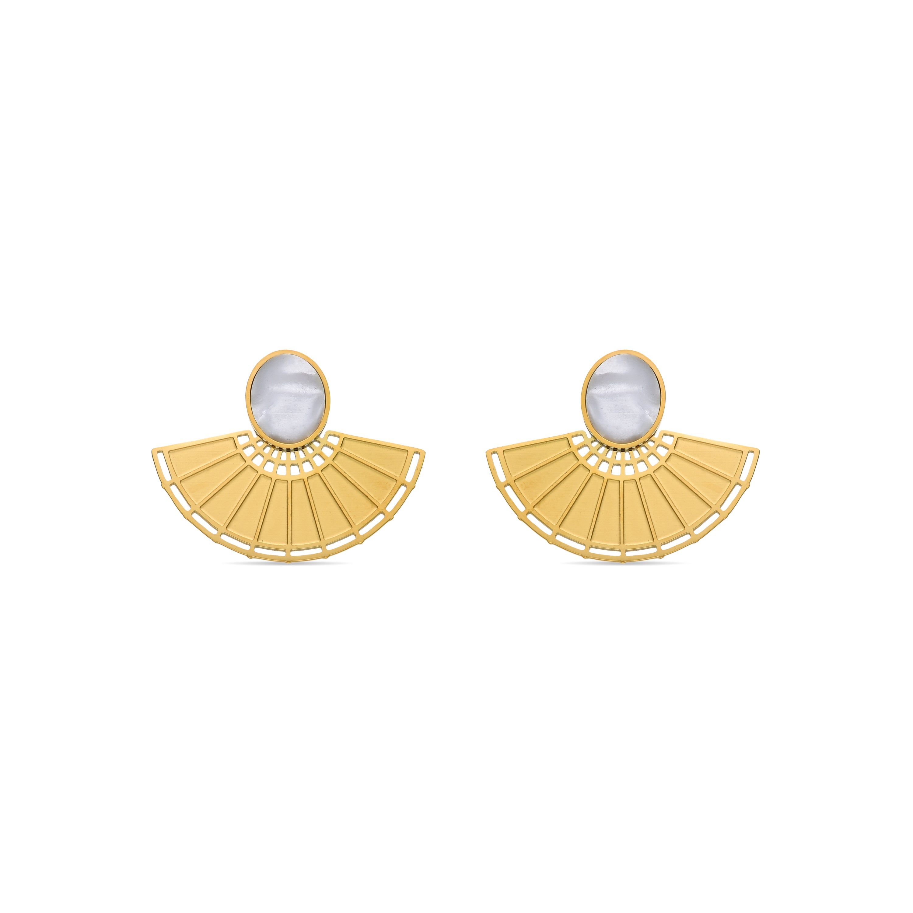 Brincos de Madrepérola Branca acabados em ouro amarelo 18K - Phieo