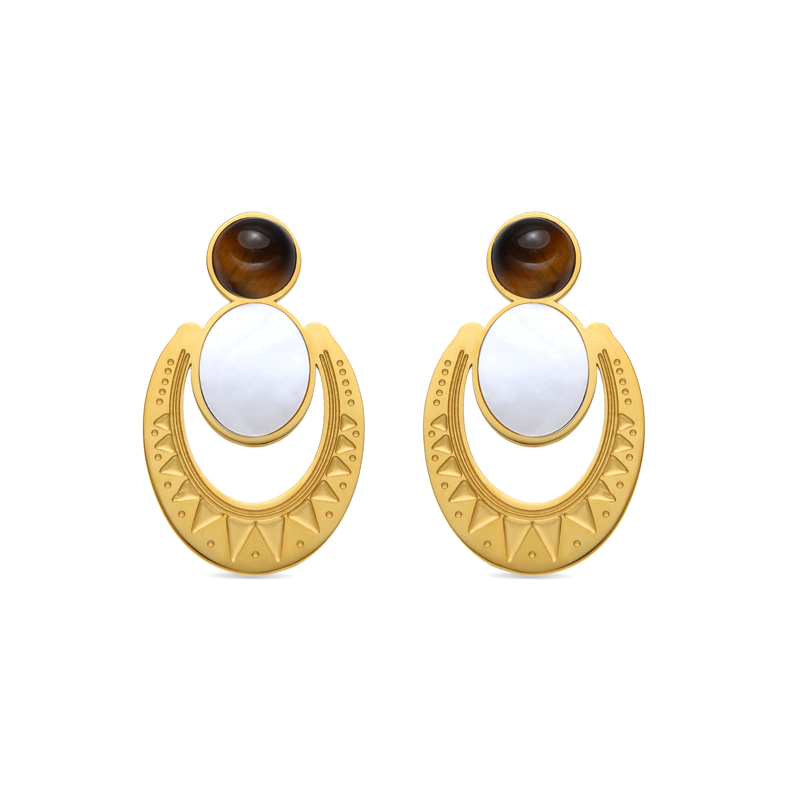 Boucles d'oreilles avec Nacre Blanche finition or 18k - Euwil