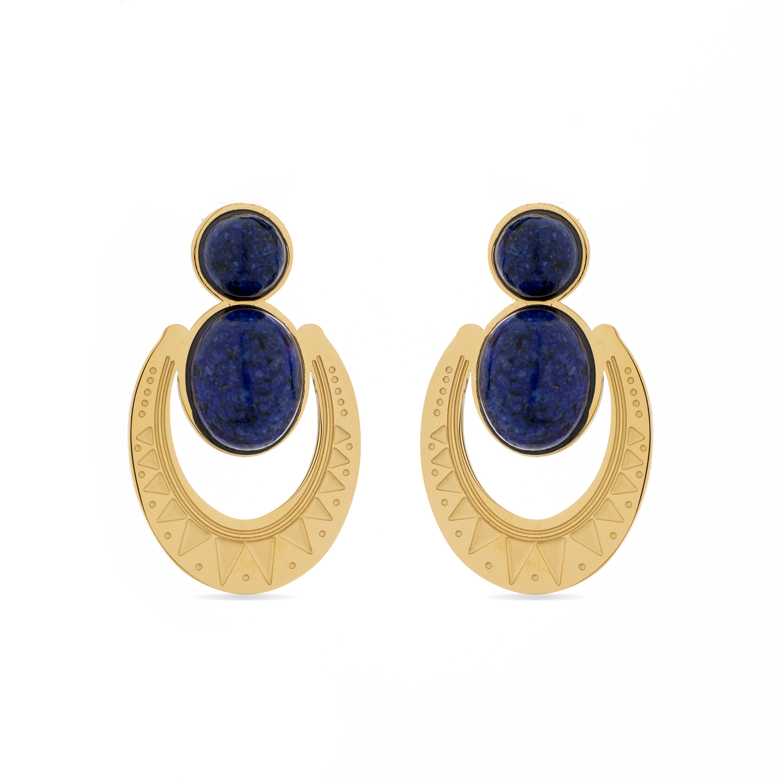 Pendientes de Lapislazuli Natural acabados en oro amarillo 18K- Euwil