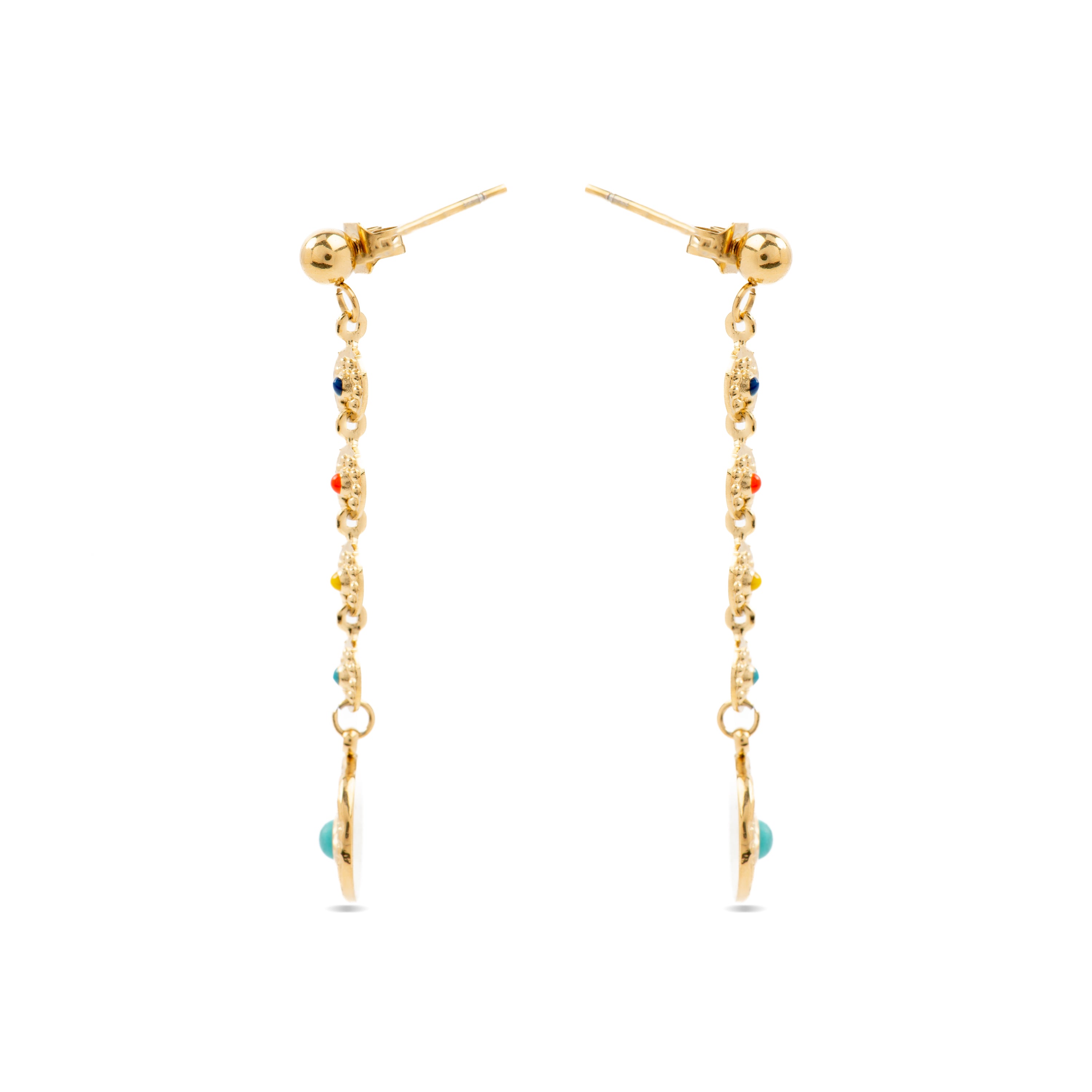 Boucles d'oreilles en turquoise finies en or jaune 18K - Elbi