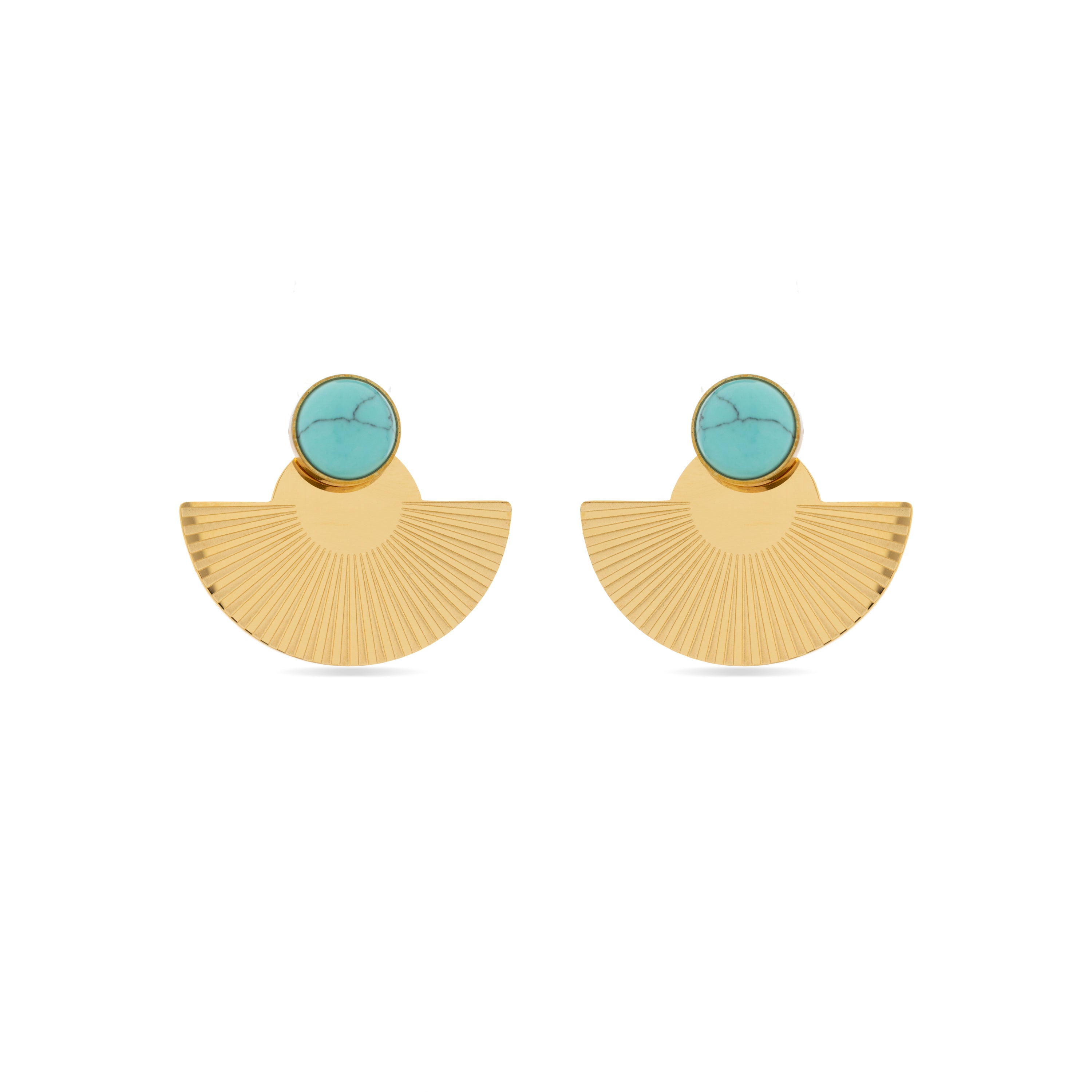 Boucles d'oreilles en turquoise finies en or jaune 18K - Ria