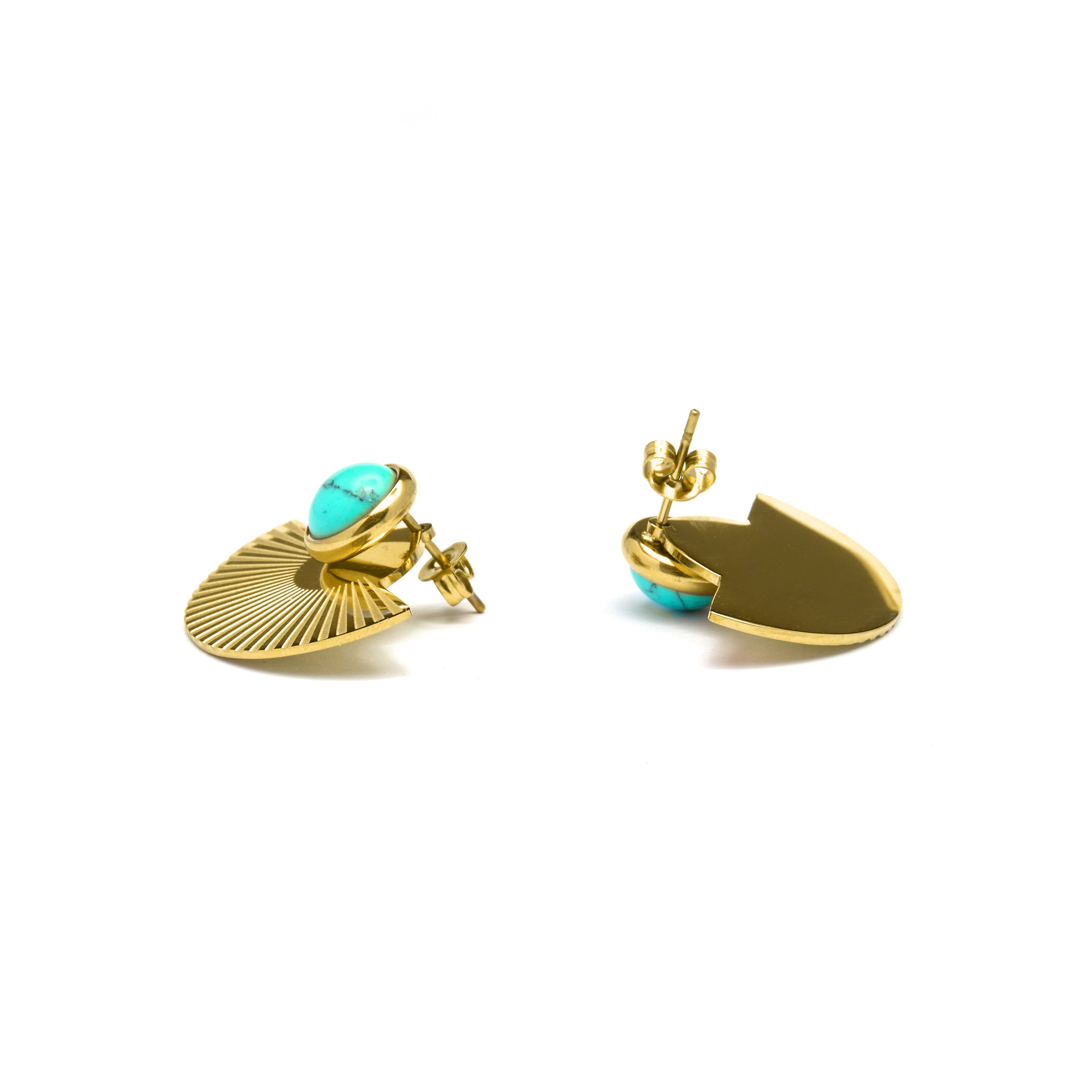 Boucles d'oreilles en turquoise finies en or jaune 18K - Ria