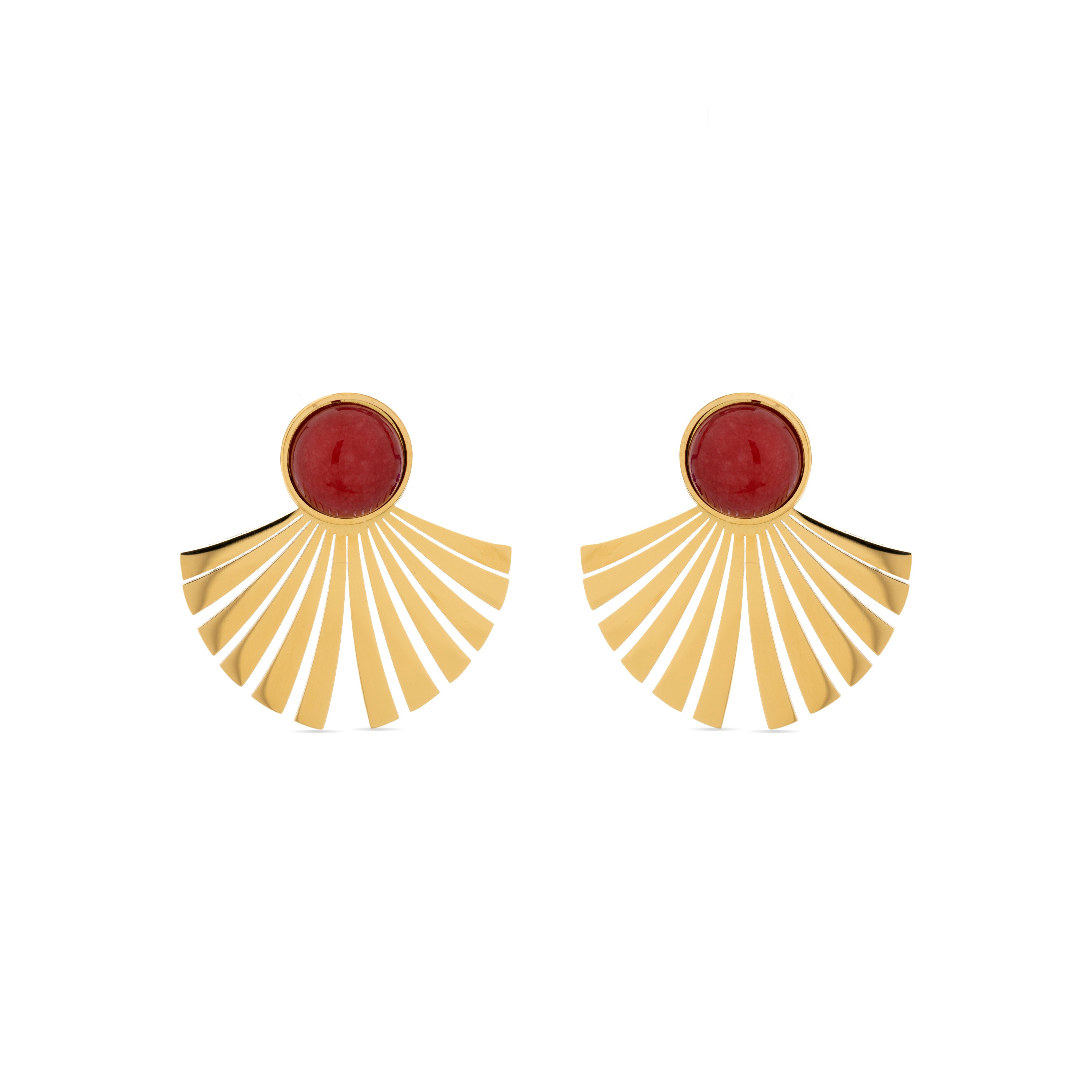 Brincos de Coral acabados em ouro amarelo 18K - Almia