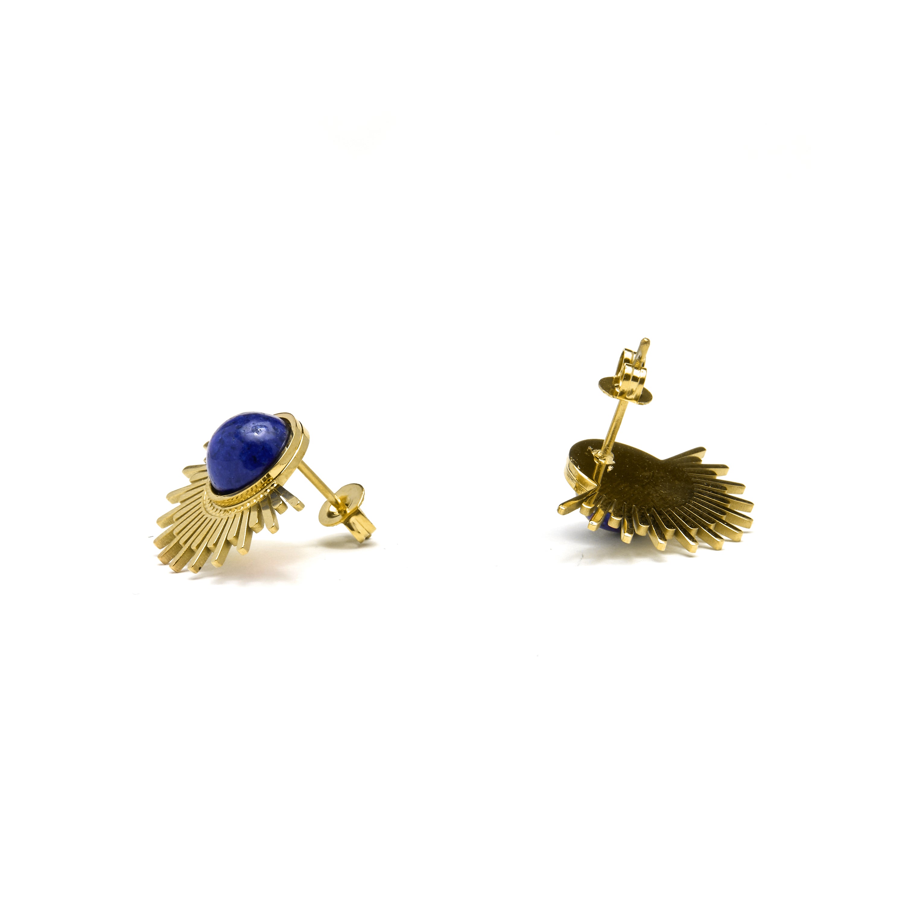 Ohrringe aus natürlichem Lapislazuli, vergoldet mit 18K Gelbgold - Viwing
