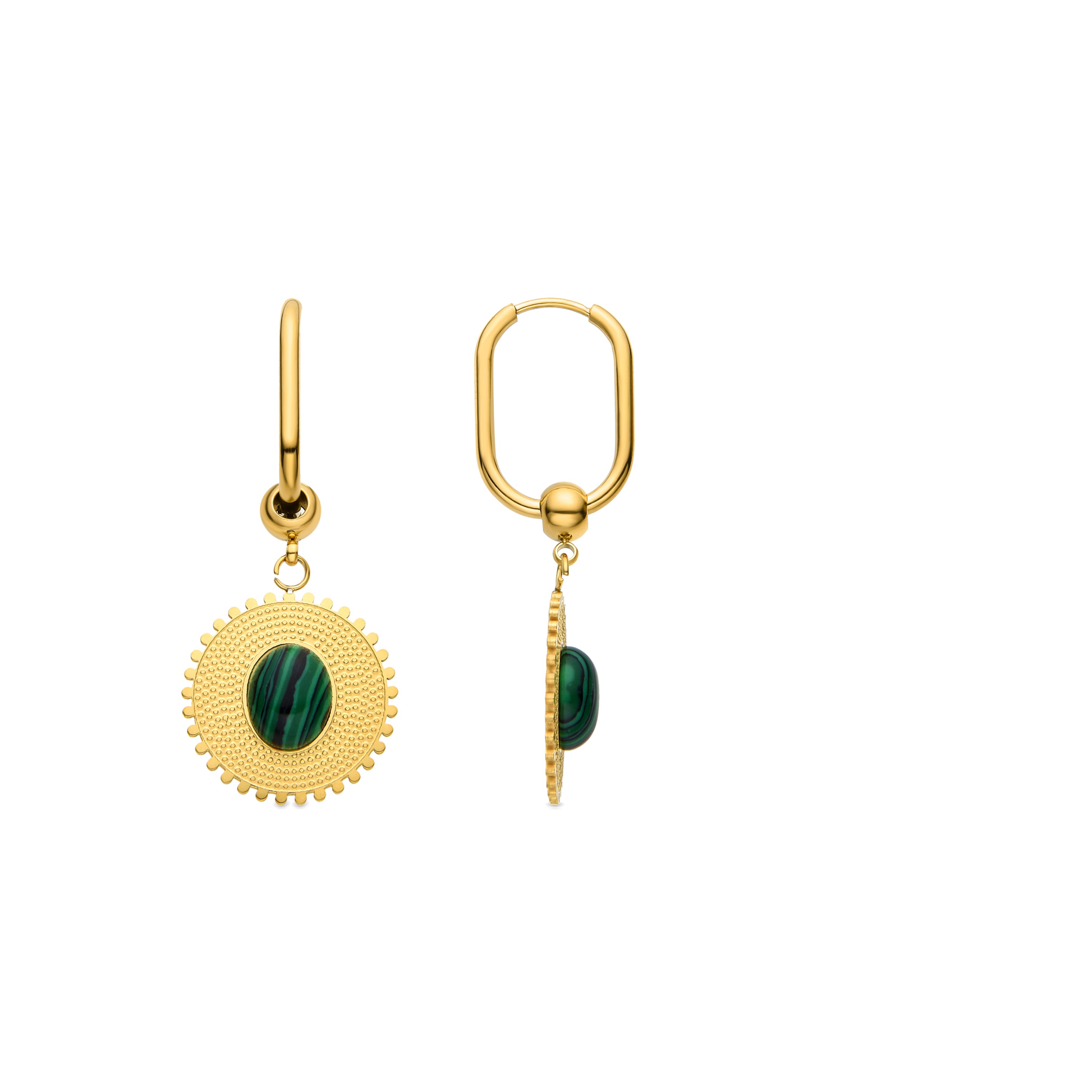 Ohrringe aus Malachit mit 18K Gelbgold-Finish - Elknu