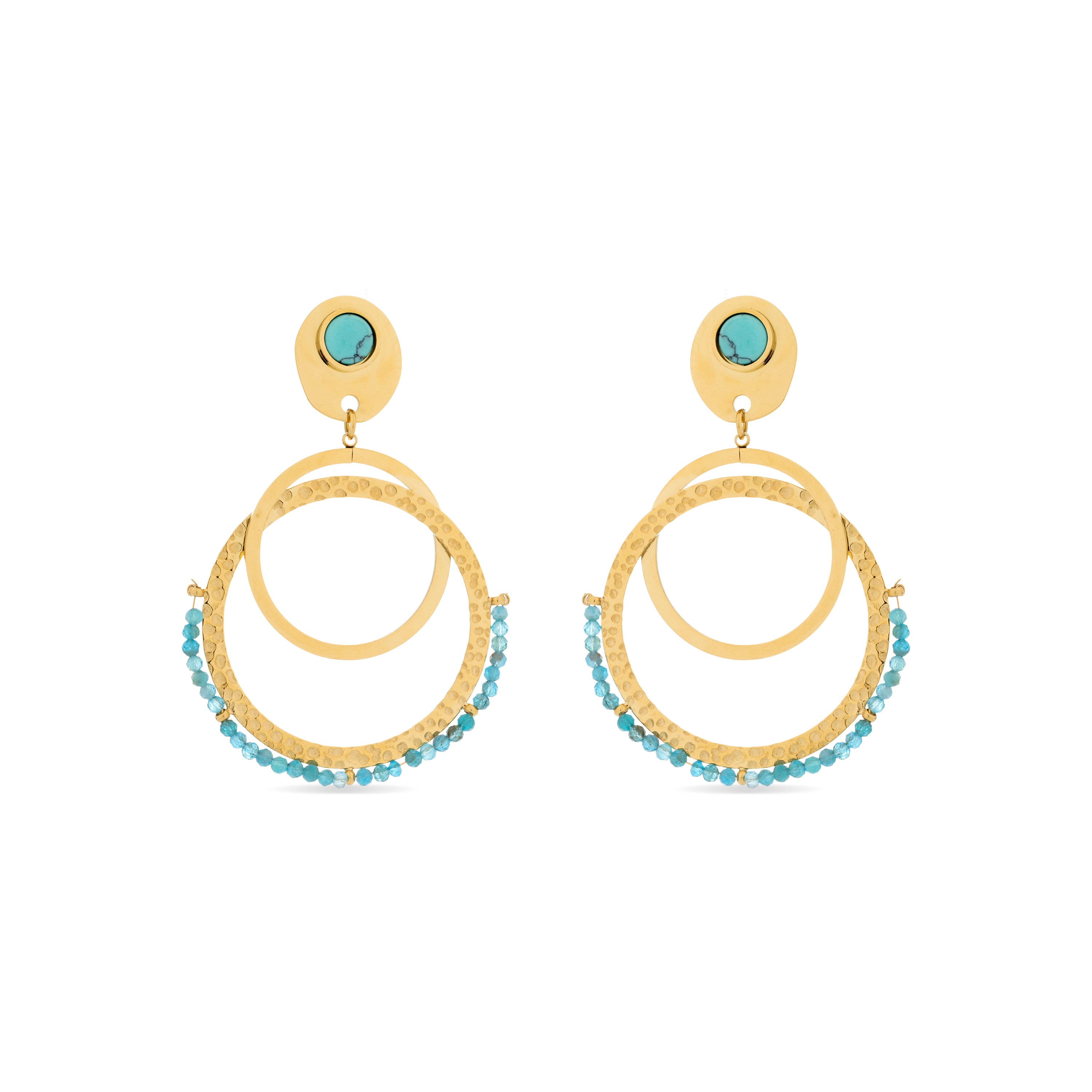 Pendientes de Turquesa acabados en oro amarillo 18K - Kharaj