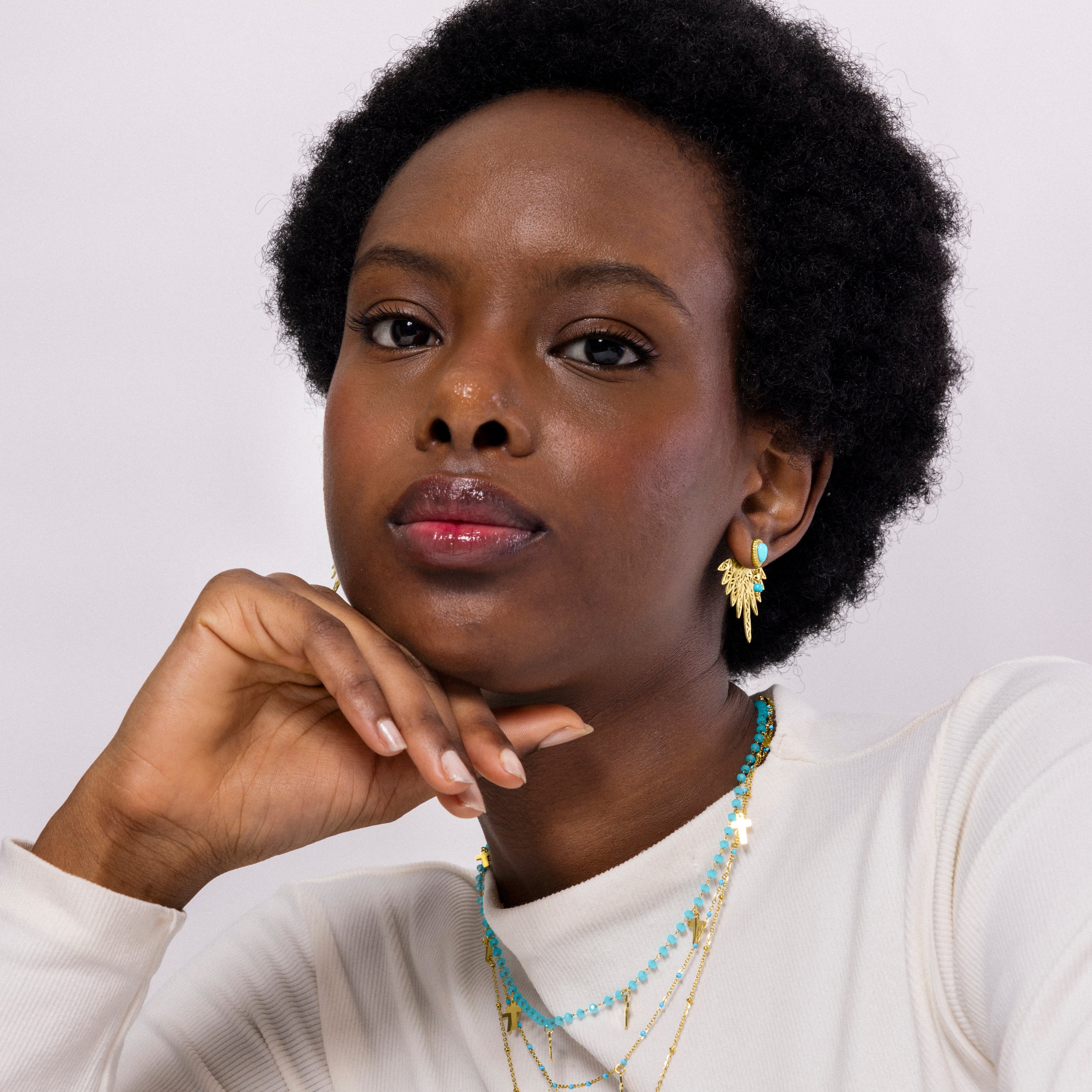 Orecchini in Turchese finiti in oro giallo 18K - Resiah