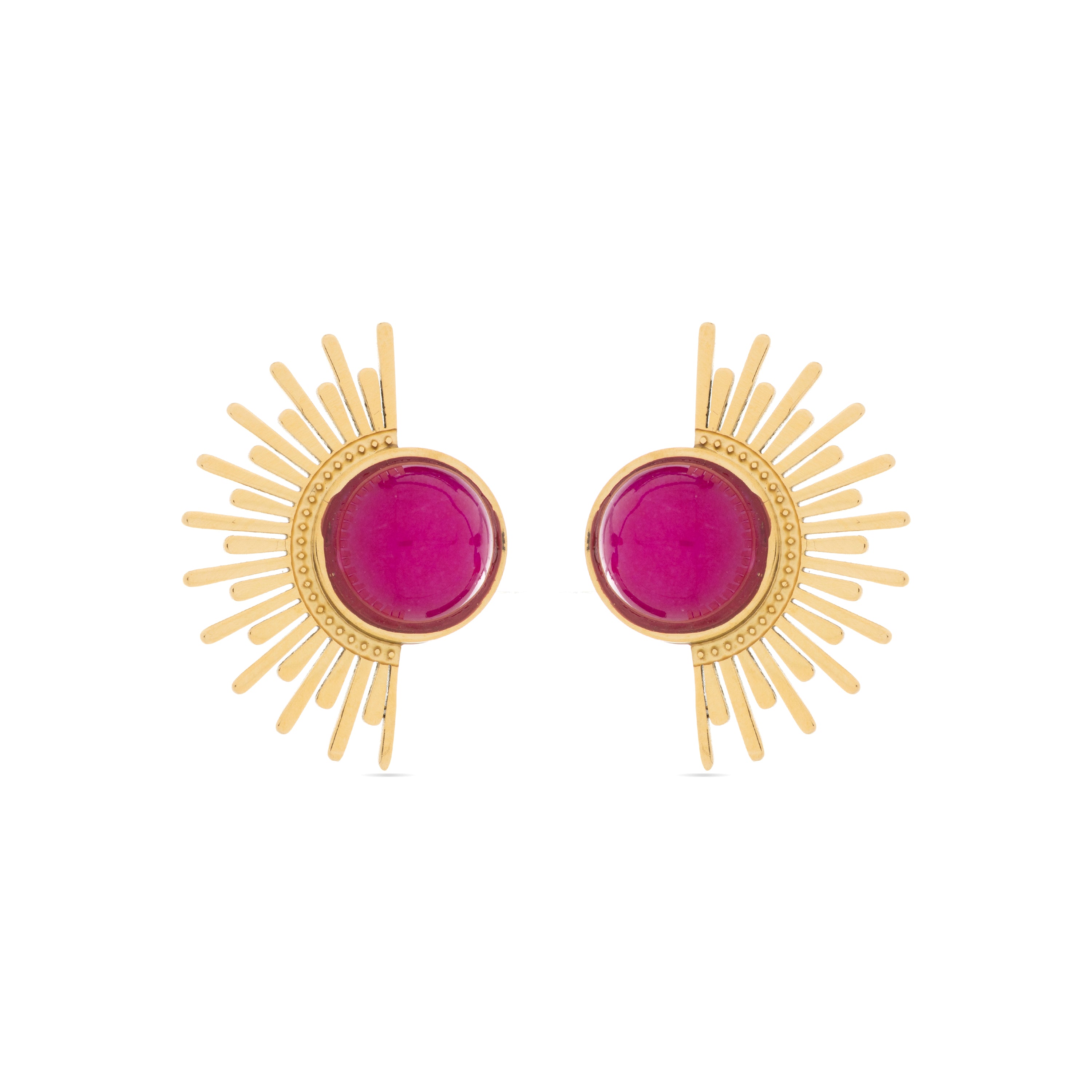 Pendientes de Cristal Rojo acabados en oro amarillo 18K - Rok