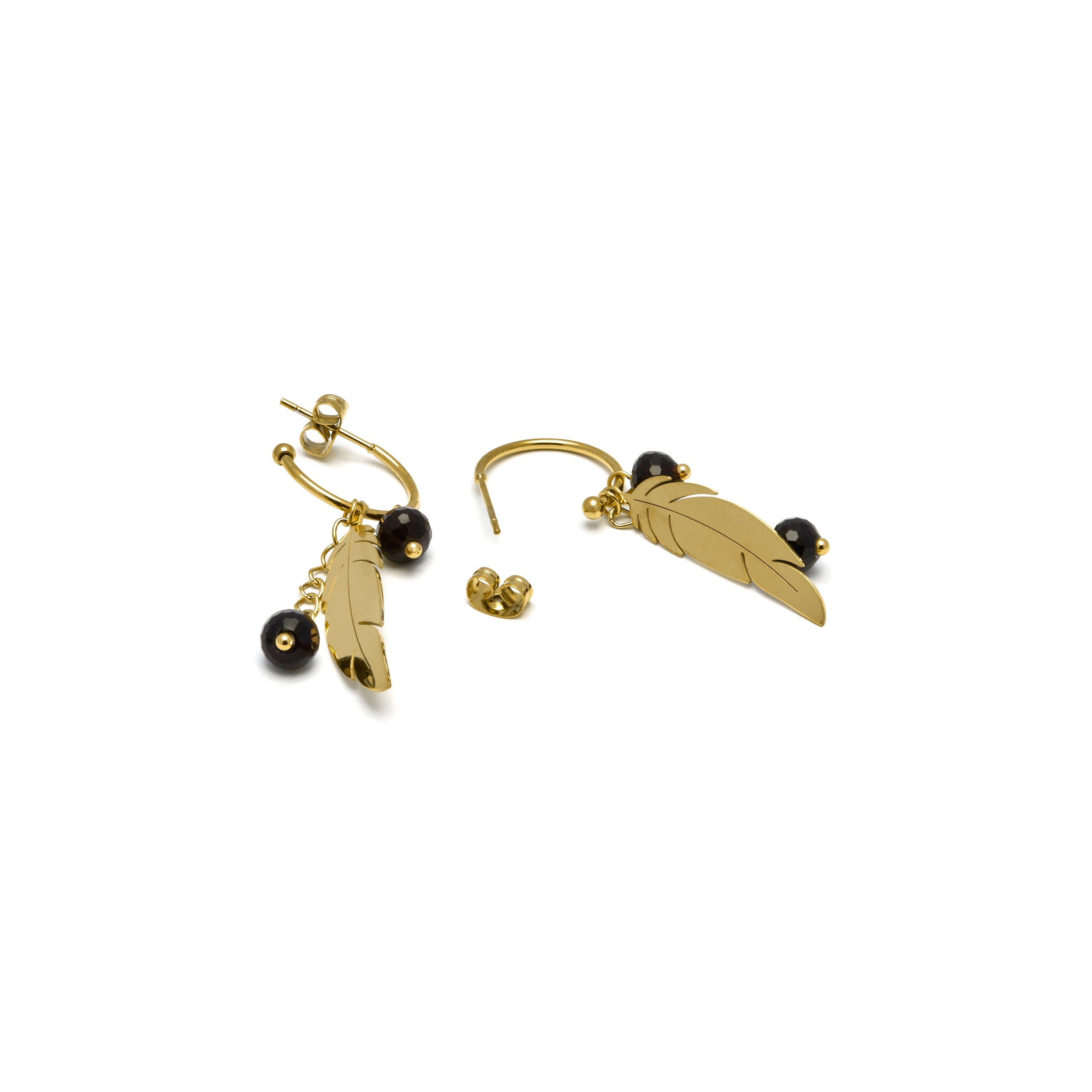 Orecchini in Onice finiti in oro giallo 18K - Omka