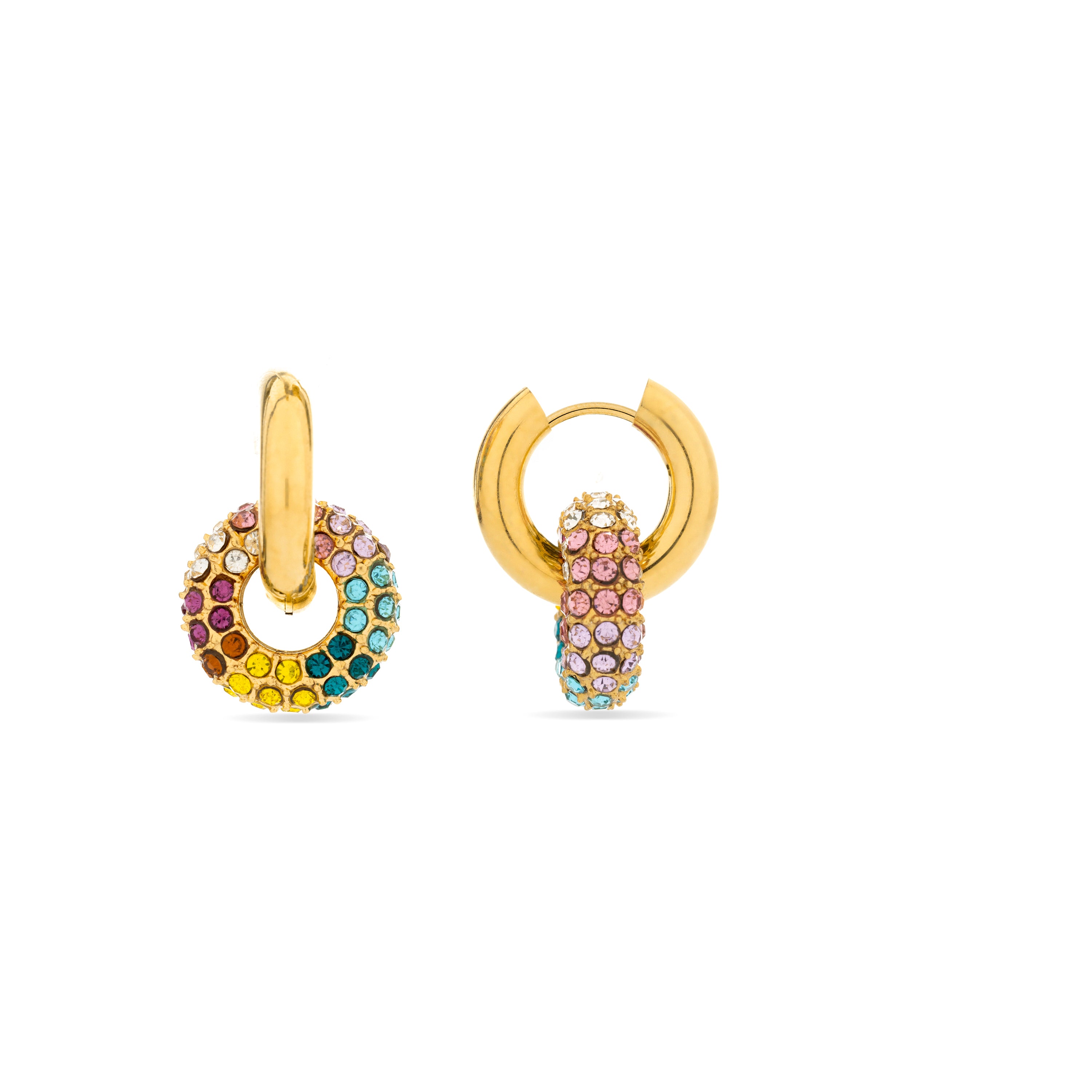 Mehrfarbige Kristallohrringe mit 18K Gelbgold-Finish - Rawe