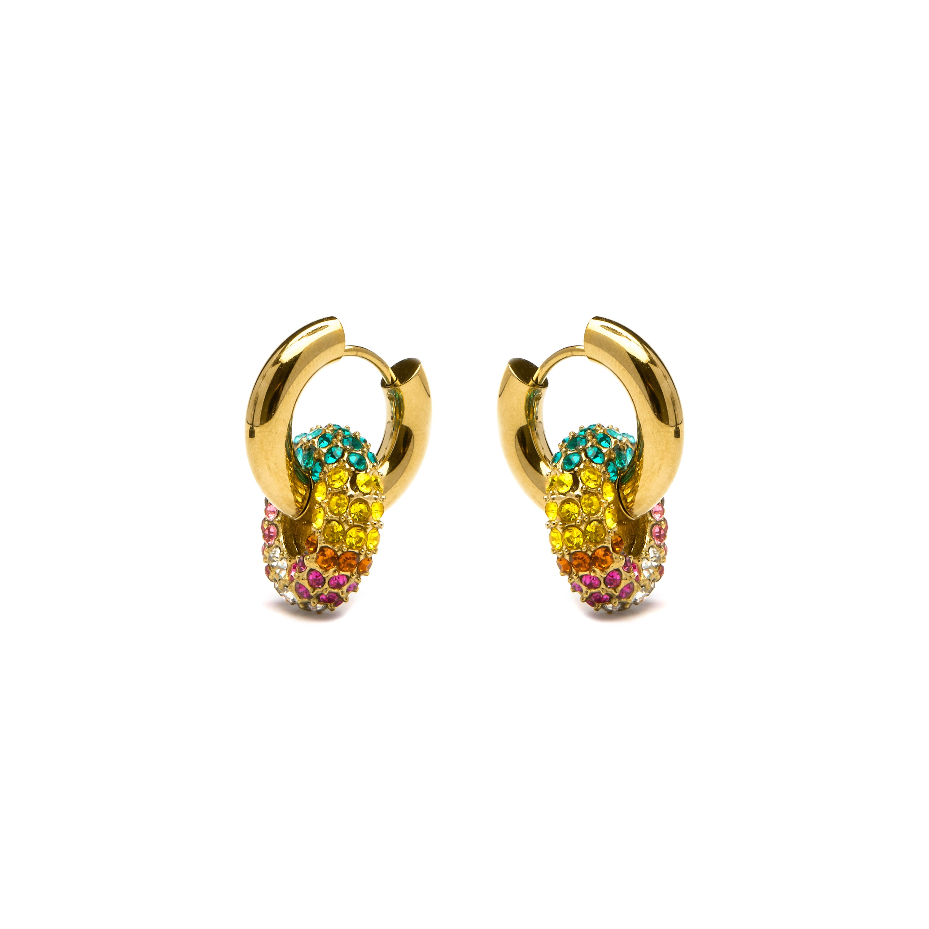 Mehrfarbige Kristallohrringe mit 18K Gelbgold-Finish - Rawe