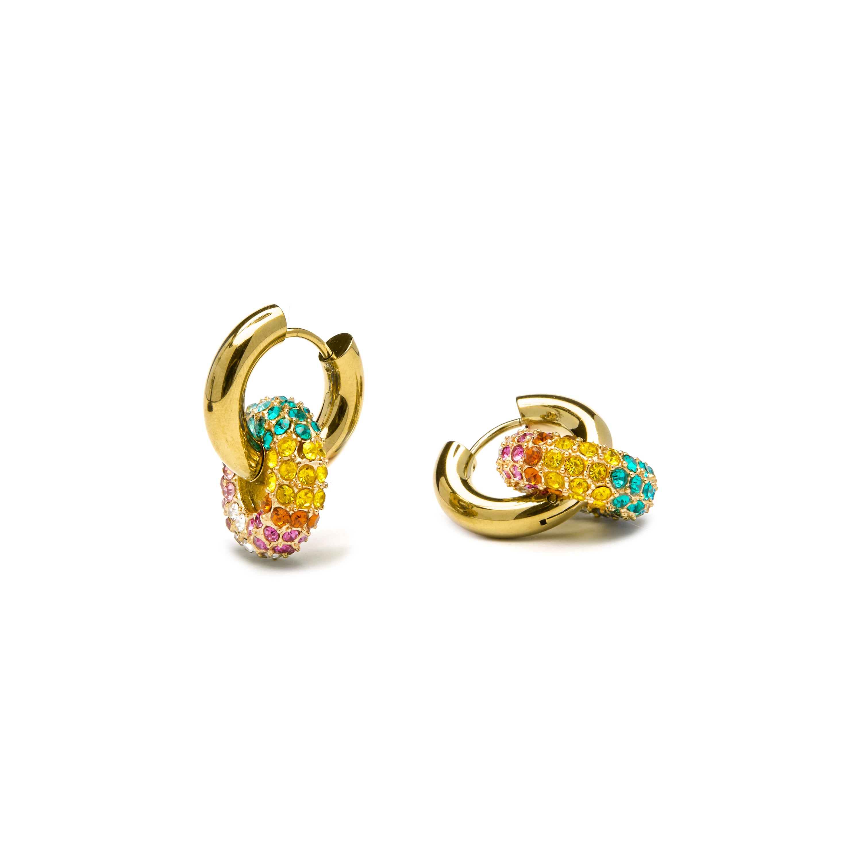 Mehrfarbige Kristallohrringe mit 18K Gelbgold-Finish - Rawe