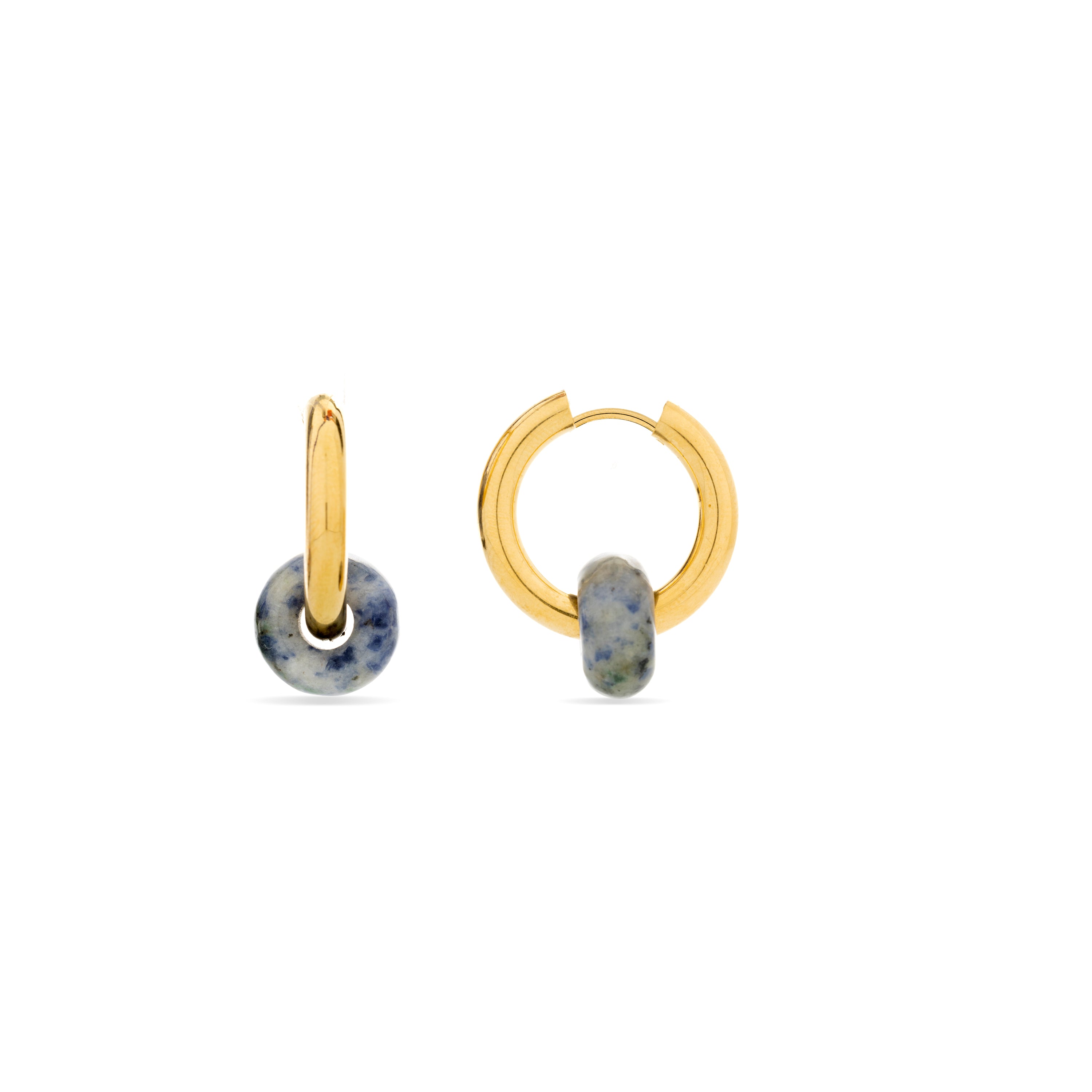 Brincos de lápis-lazúli natural acabados em ouro amarelo 18K - Noku