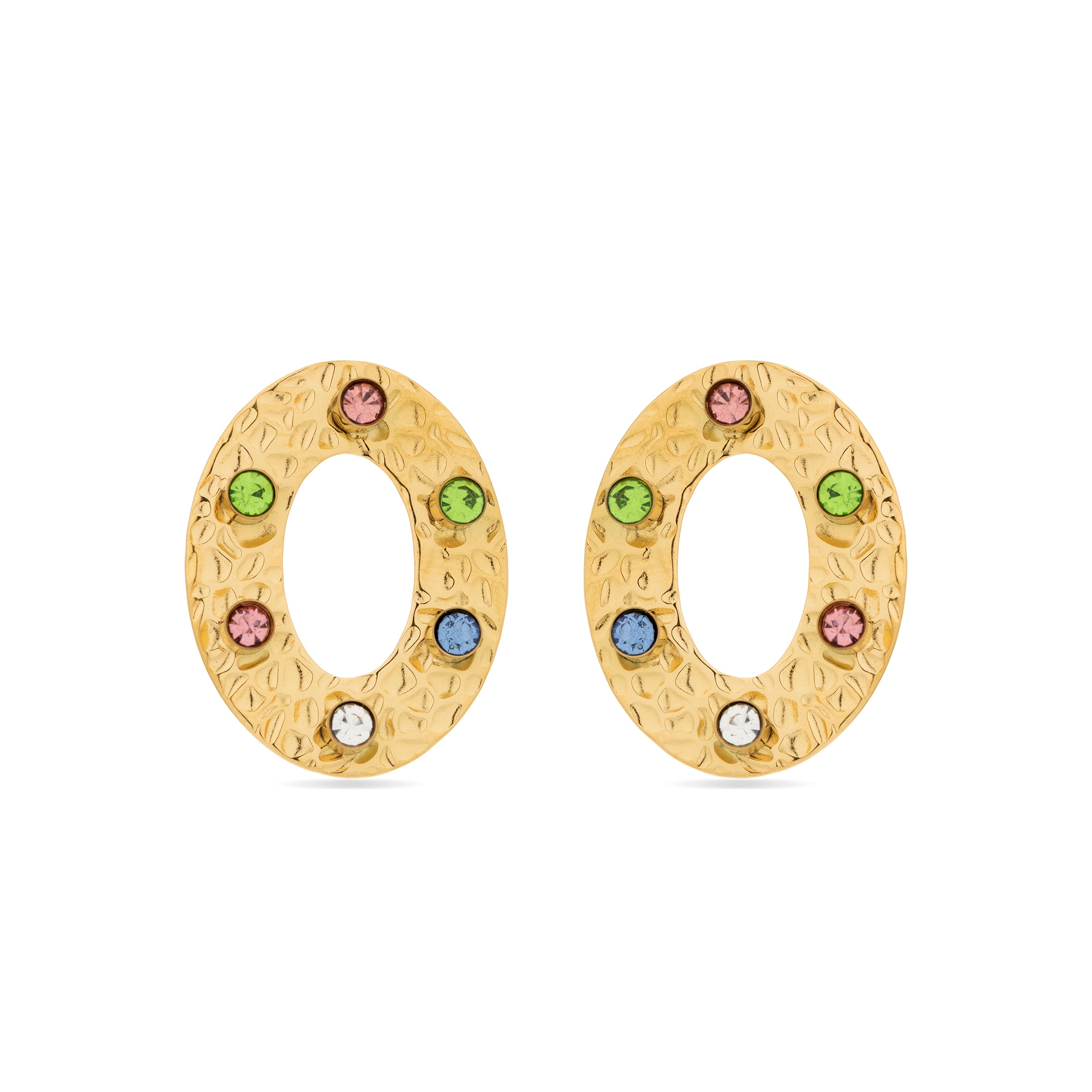 Multicolor Zirconia Earrings finished in 18K yellow gold - Nanful