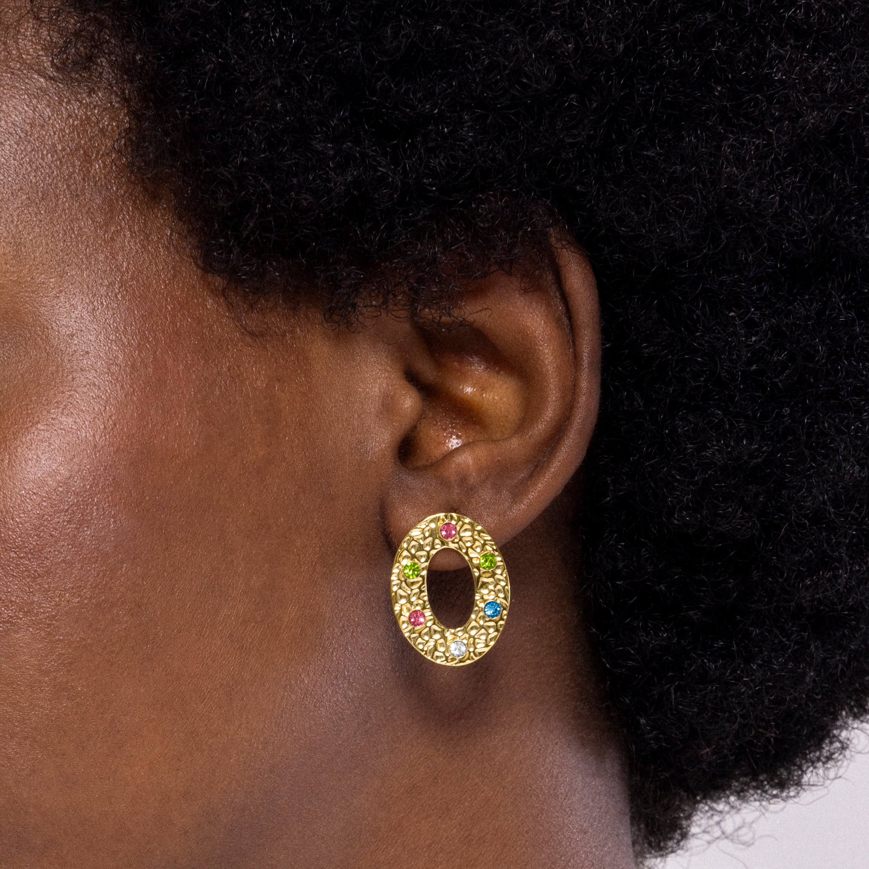 Multicolor Zirconia Earrings finished in 18K yellow gold - Nanful