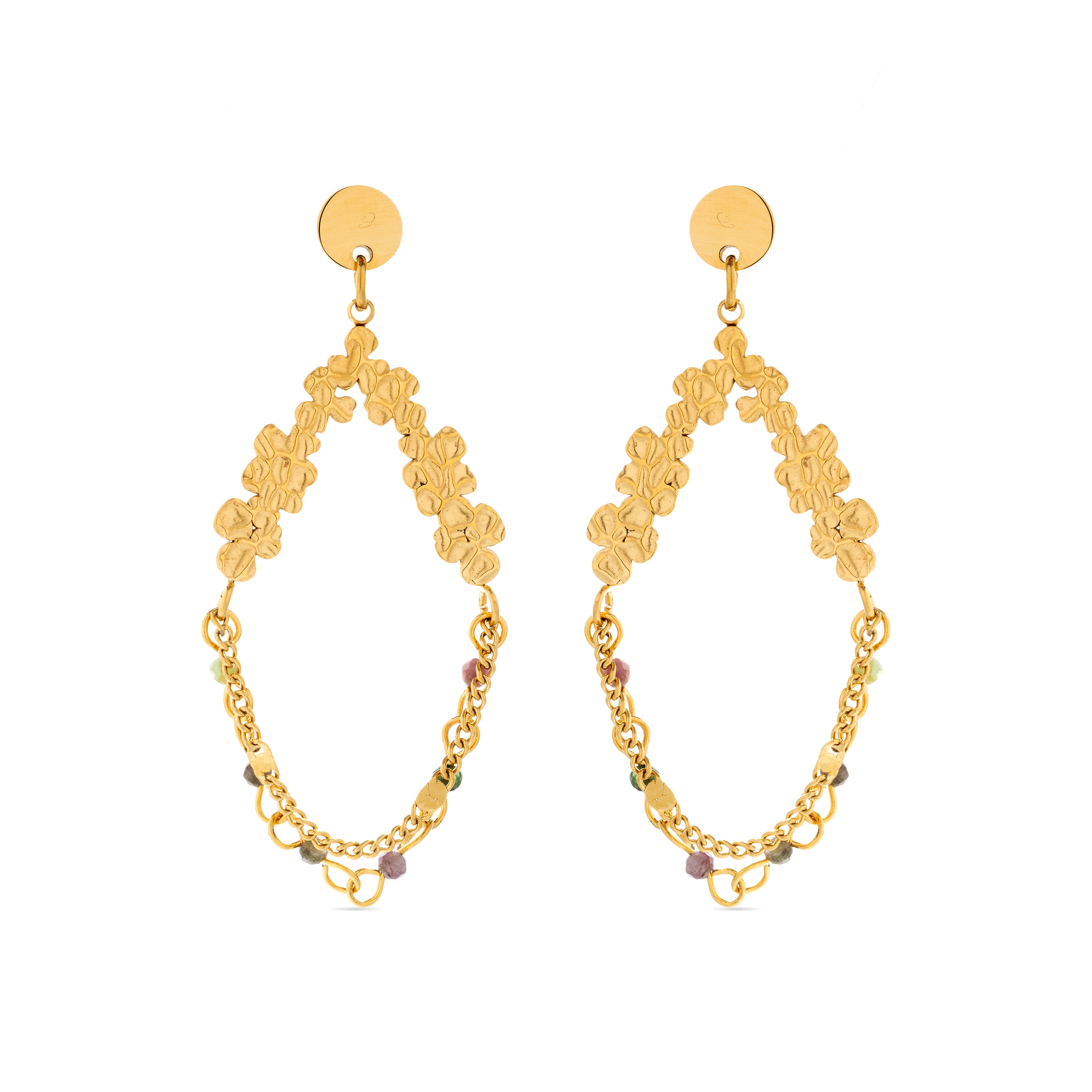 Boucles d'oreilles Ukdra finies en or 18 carats