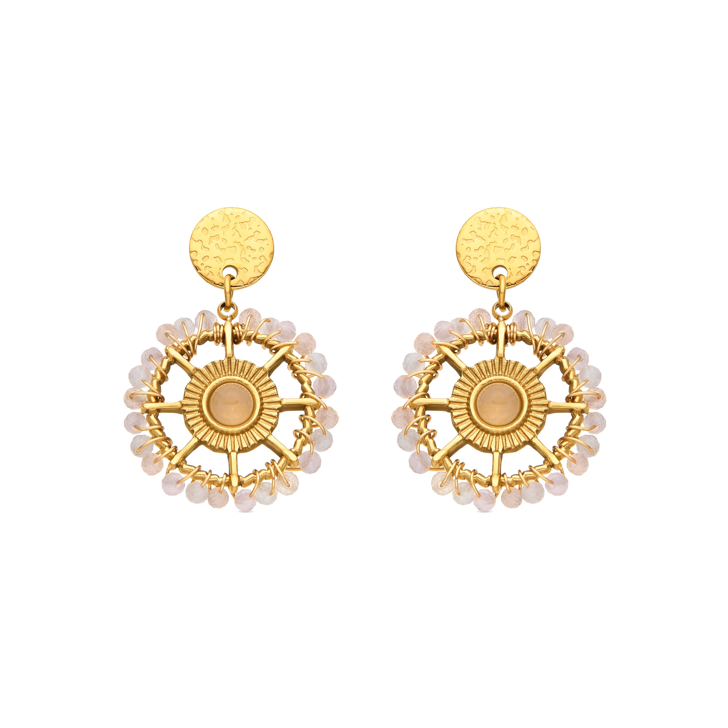 Boucles d'oreilles avec zircon brillant finition or 18k - Yakde