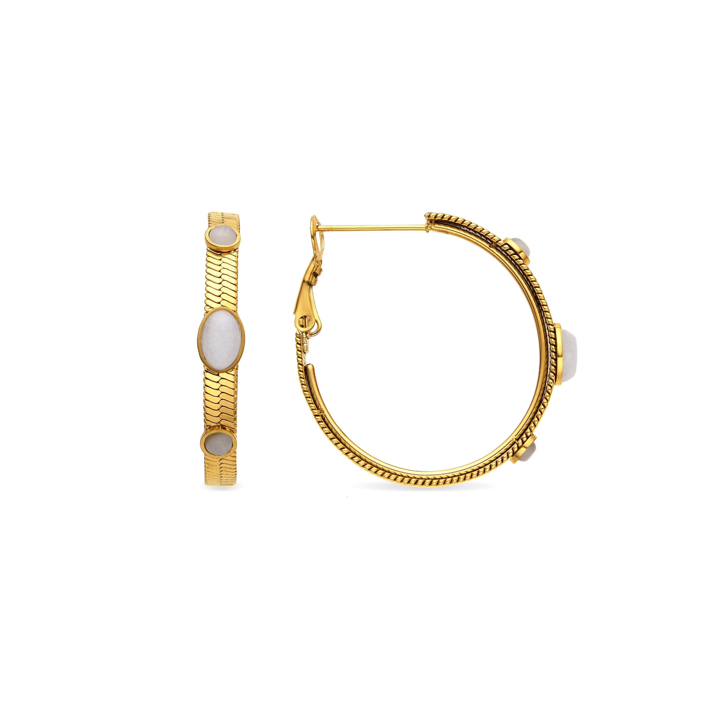 Ohrringe mit weißem Perlmutt, 18k Gold-Finish - Reus