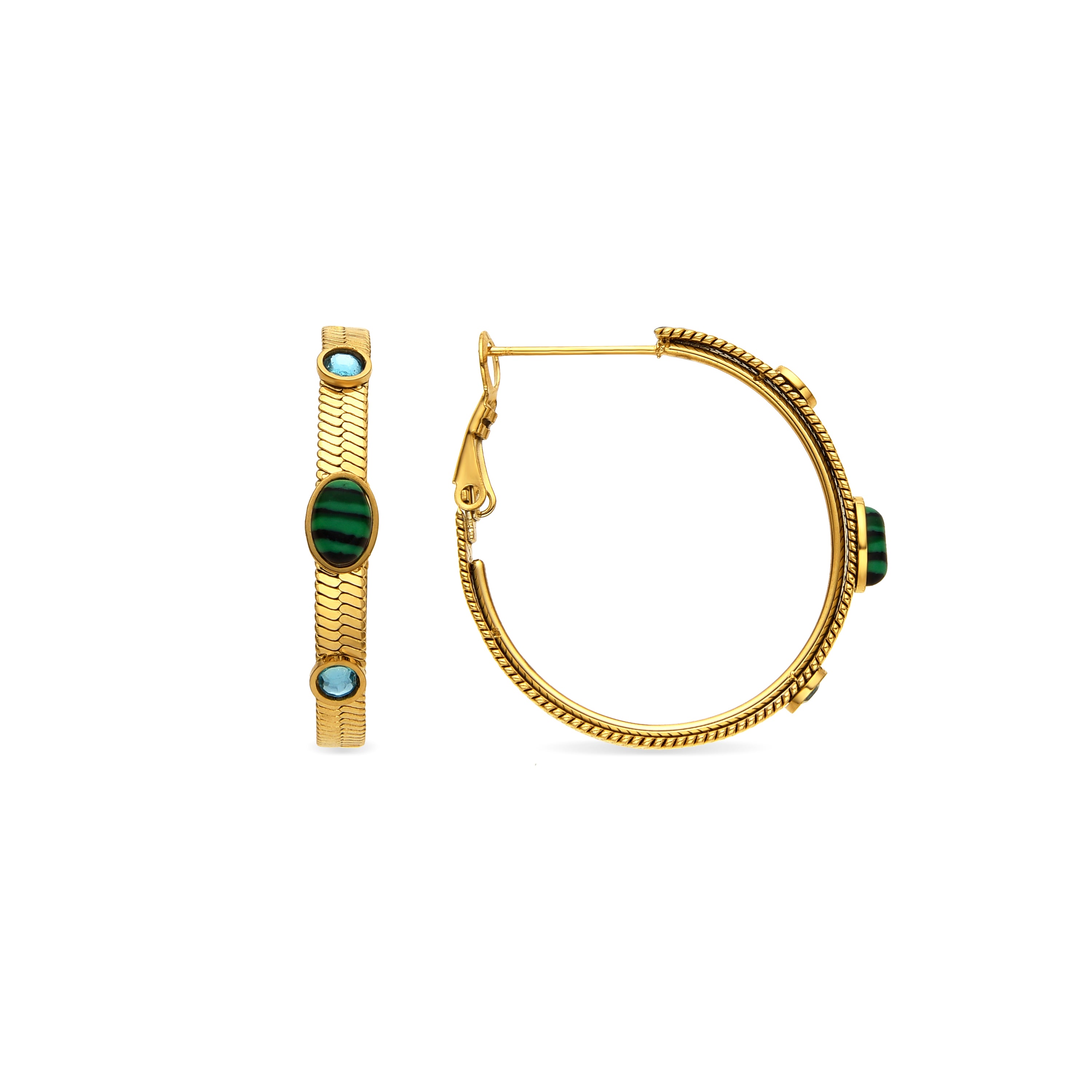 Pendientes con Malaquita acabado oro 18k - Reus